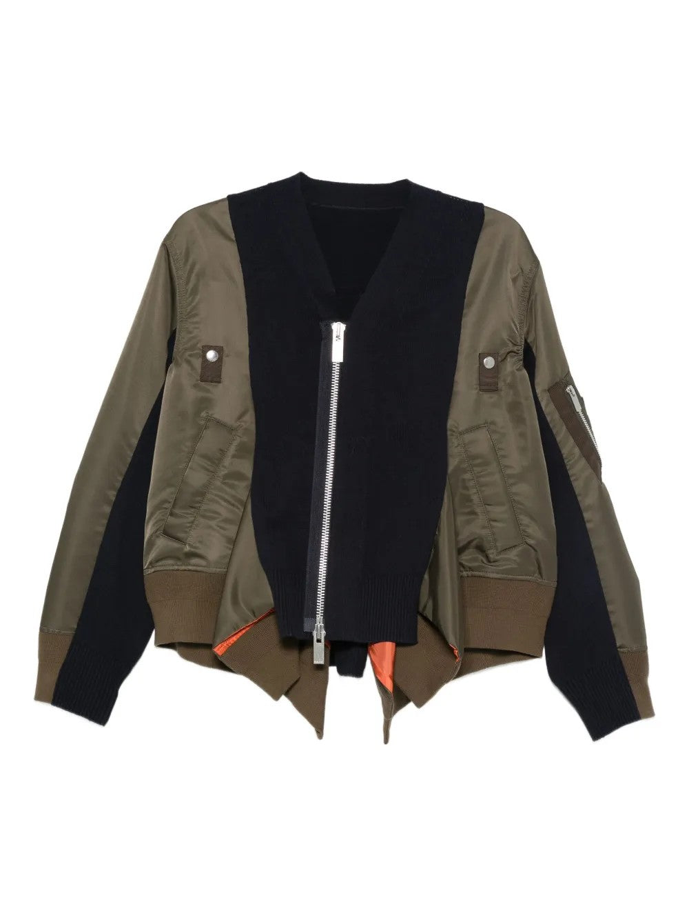 Sacai Cotton And Nylon Cardigan In Green