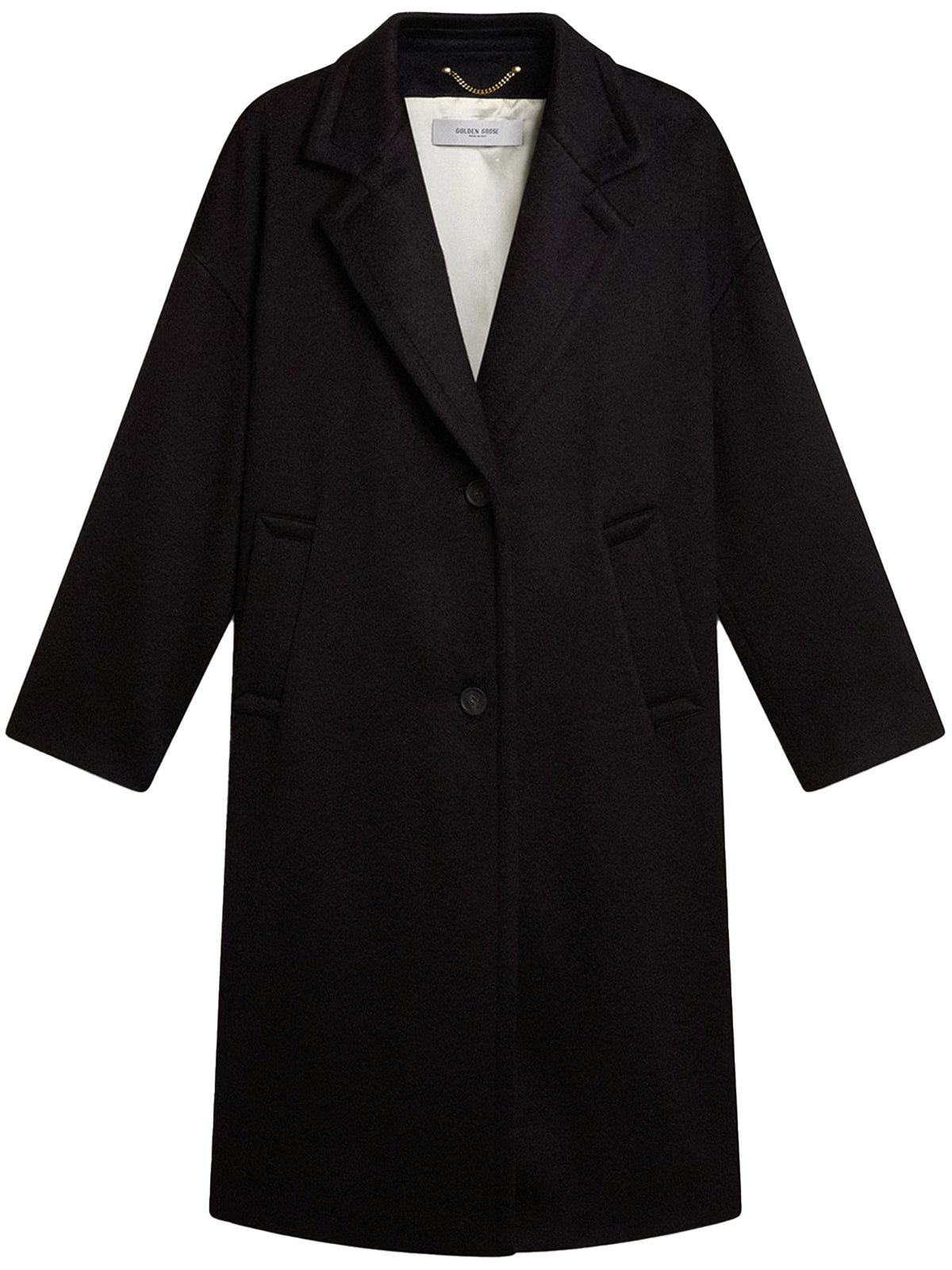 Golden Goose Single-breasted Welt-pocket Coat In Black