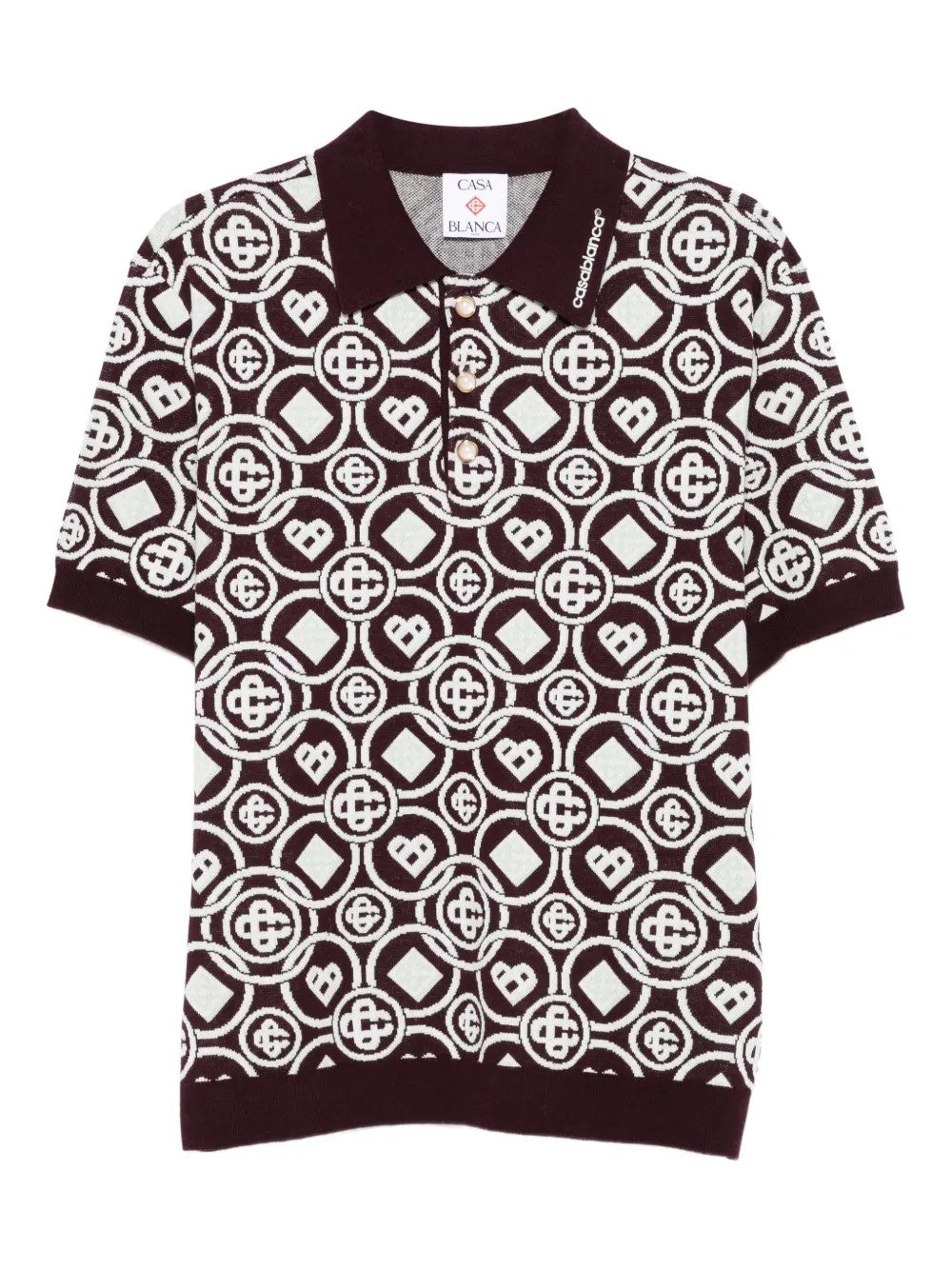 Casablanca Monogram Knit Short-sleeved Polo T-shirt In Purple