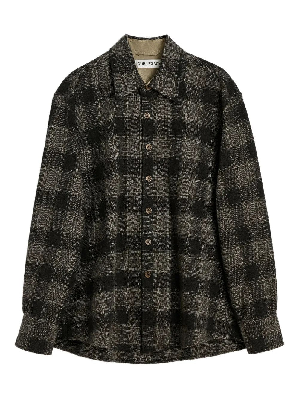 Our Legacy Long Sleeve Checked Shirt With Chest Pocket In Gray