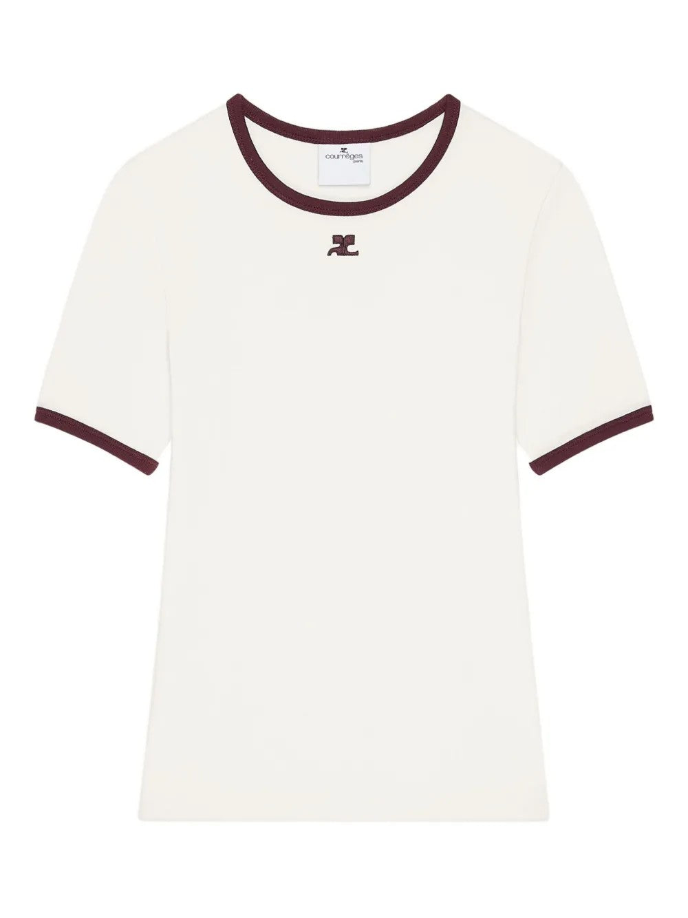 Courrèges Contrast Trim Logo T-shirt In White