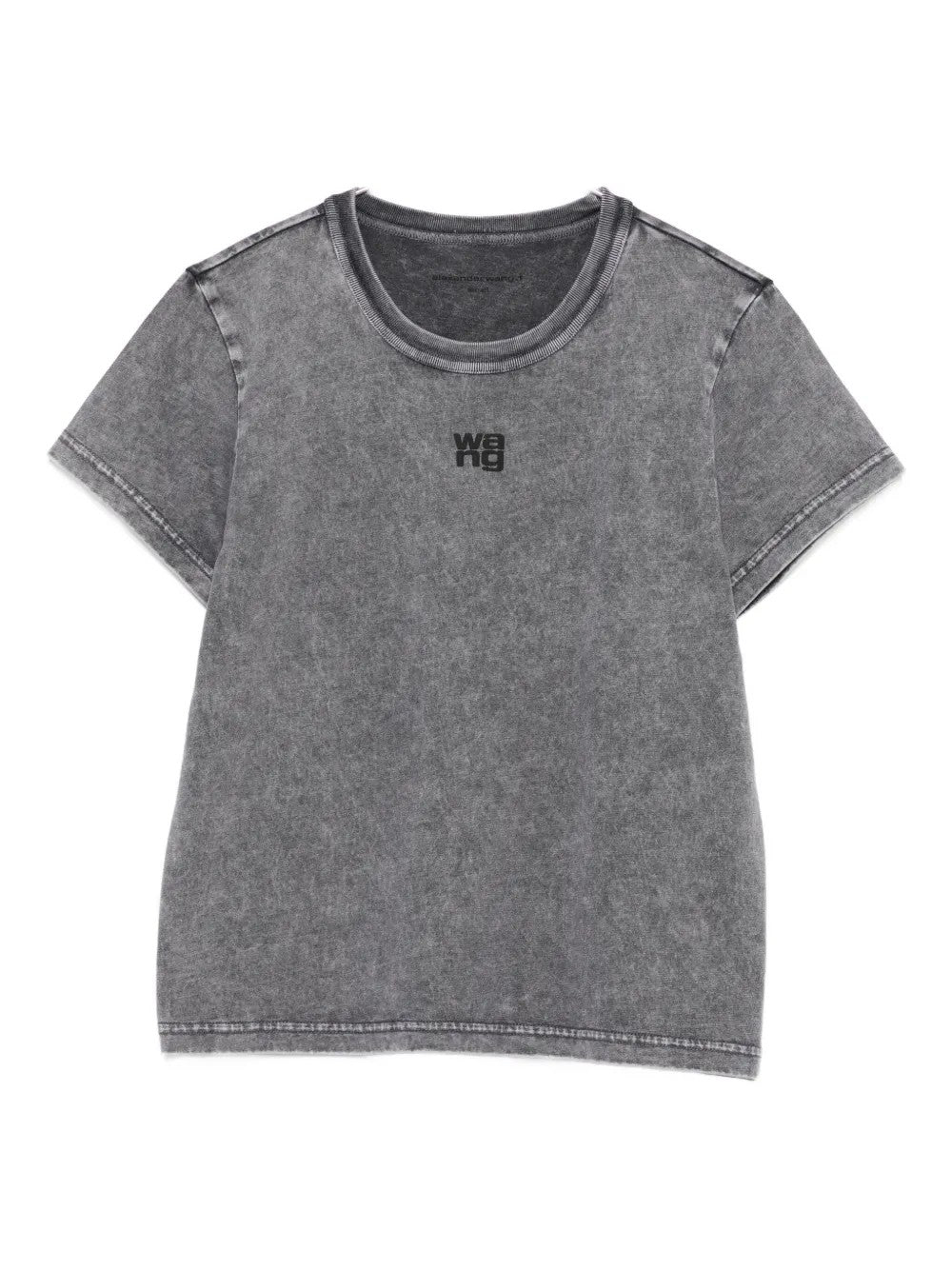Alexander Wang Puff Logo Shrunken Cotton Jersey T-shirt In Gray