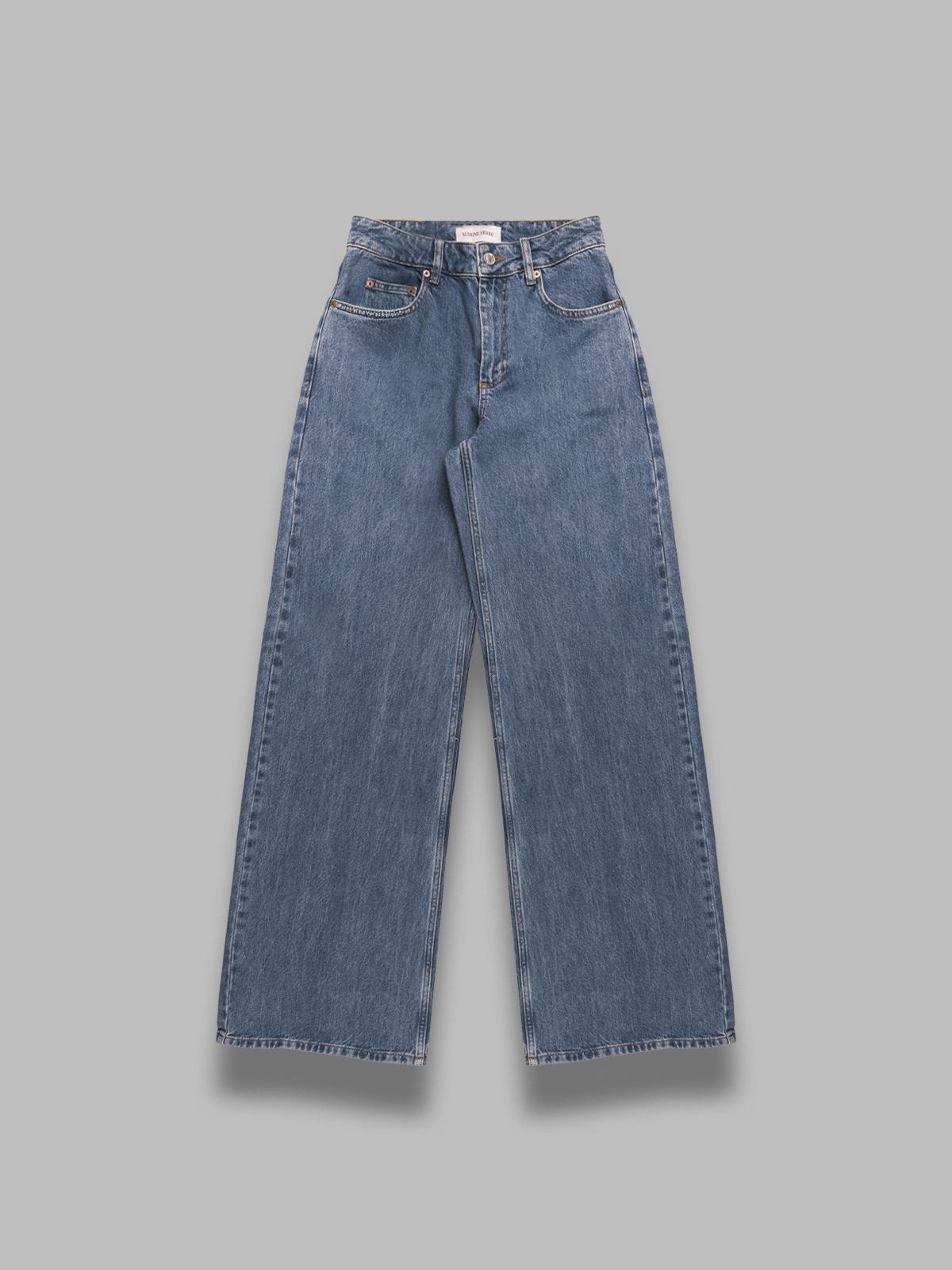 moon laser wash denim high waist flare jeans