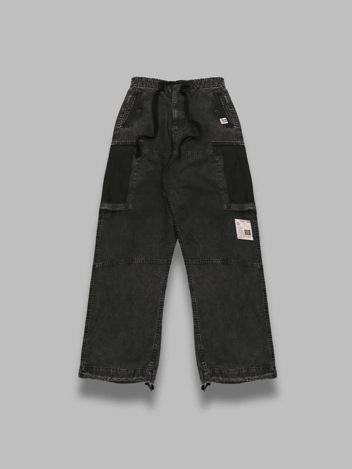Maison-mihara-yasuhiro Cotton Satin Cargo Trousers In Black