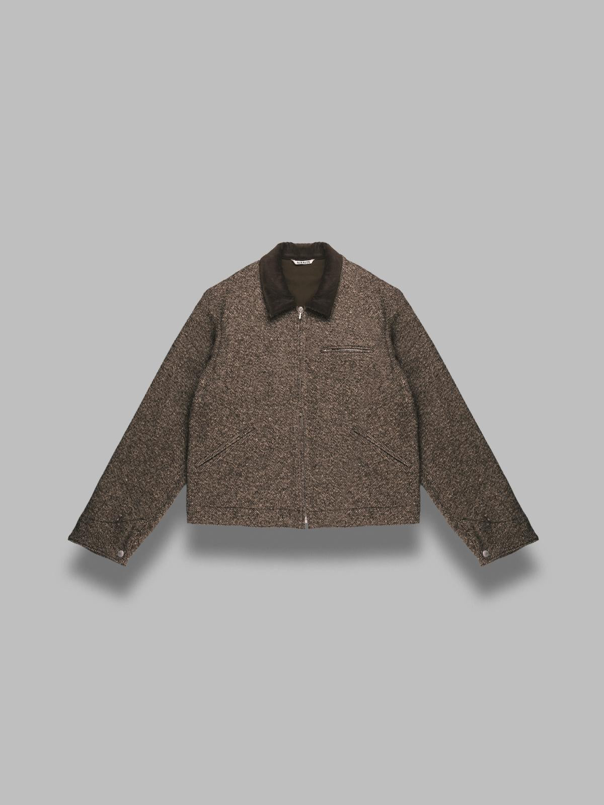 Auralee Textured Fabric Long Sleeve Jacket With Pocket In Gray