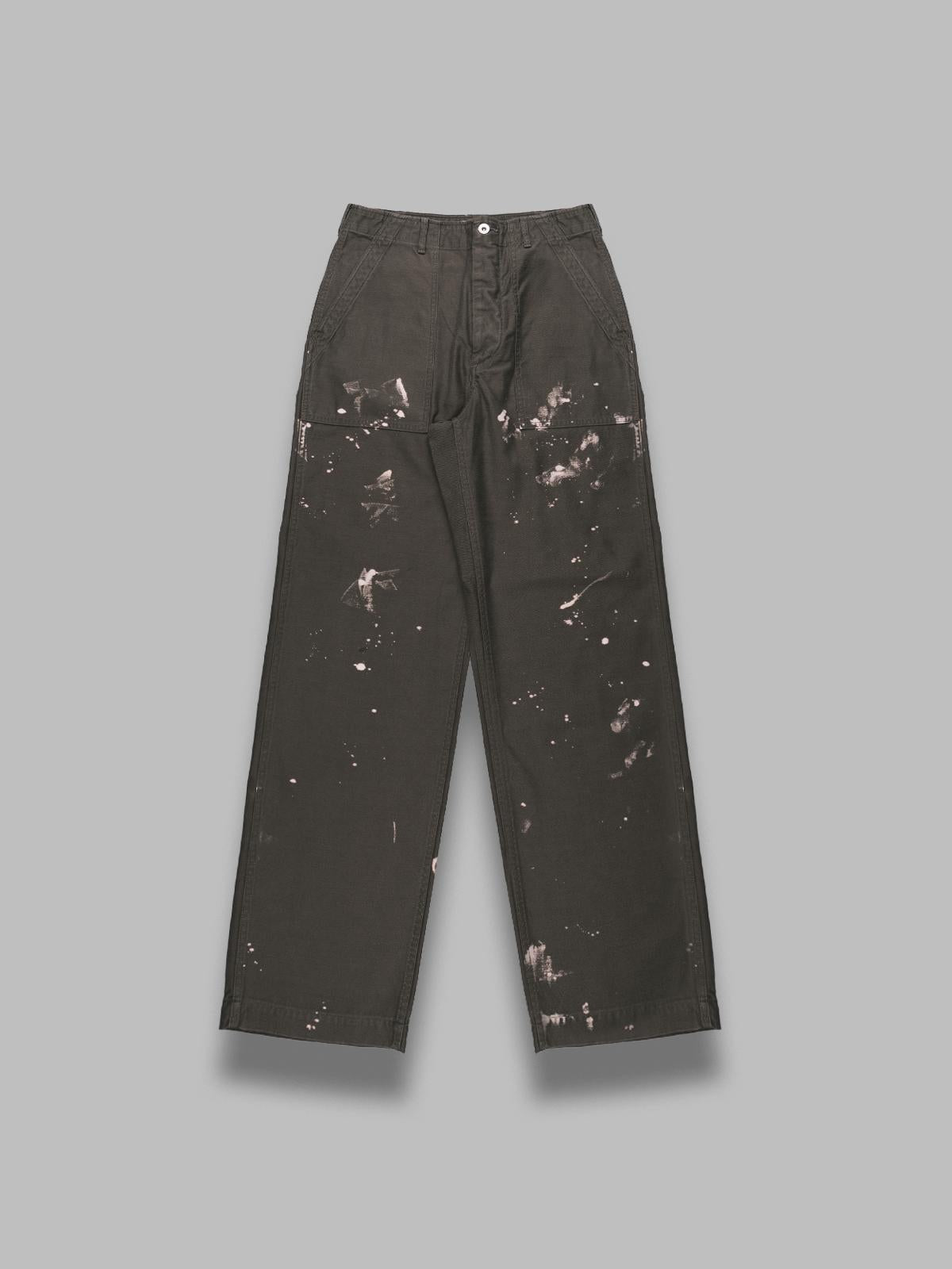 Auralee Washed Baggy Satin Bleached Baker Pants In Gray