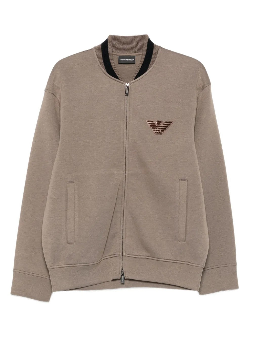 Emporio Armani Eagle-embellished Zip-up Jacket In Gray