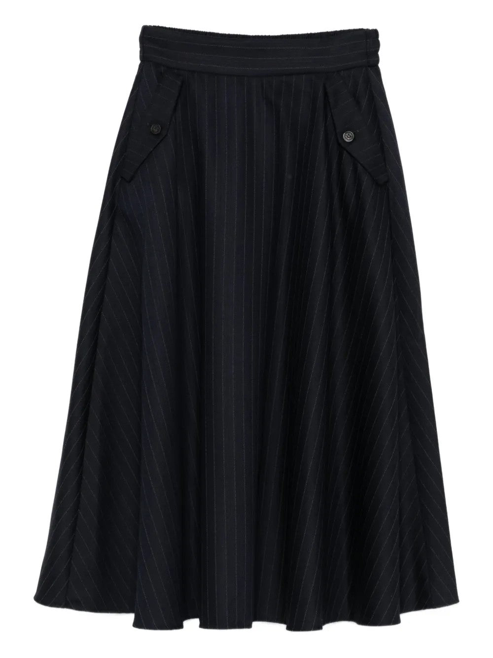 Golden Goose Pinstripe Button-detailing Midi A-line Skirt In Black
