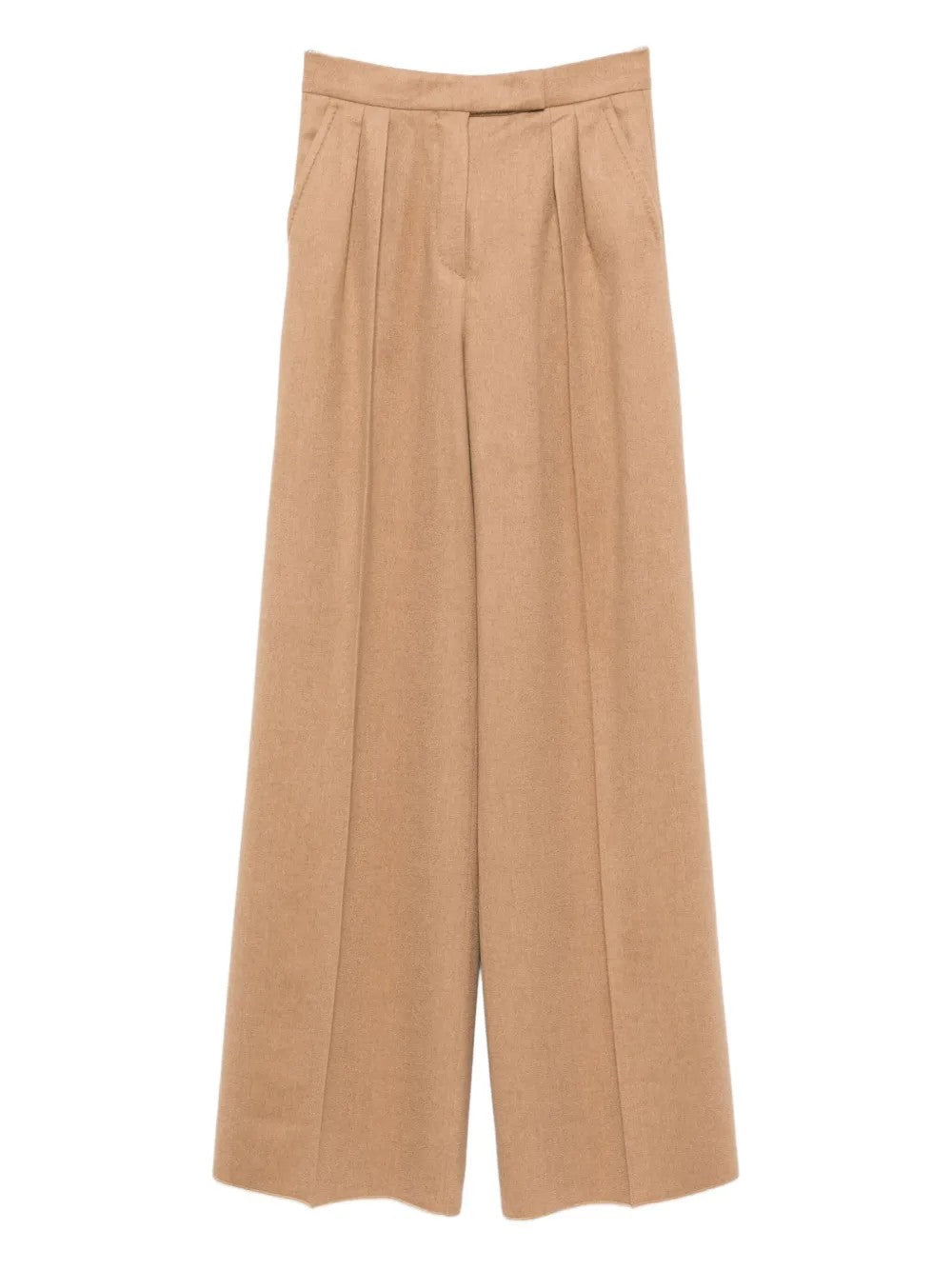 Max Mara Linen Wide Leg Trousers With Yarn Dyeing In Nude