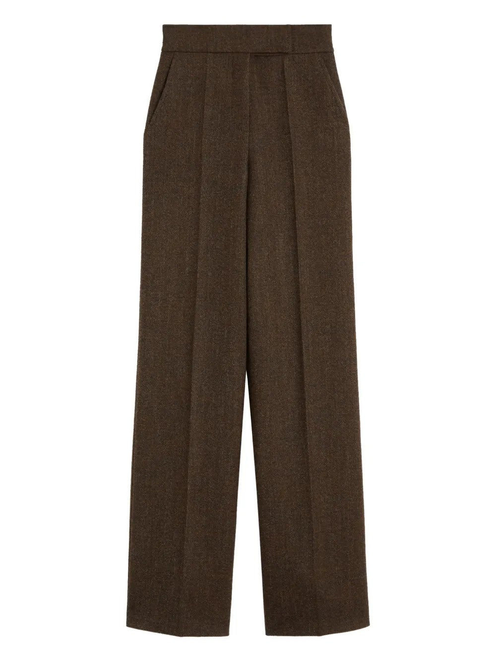 Max Mara High Waist Wide Leg Trousers With Pockets In Brown