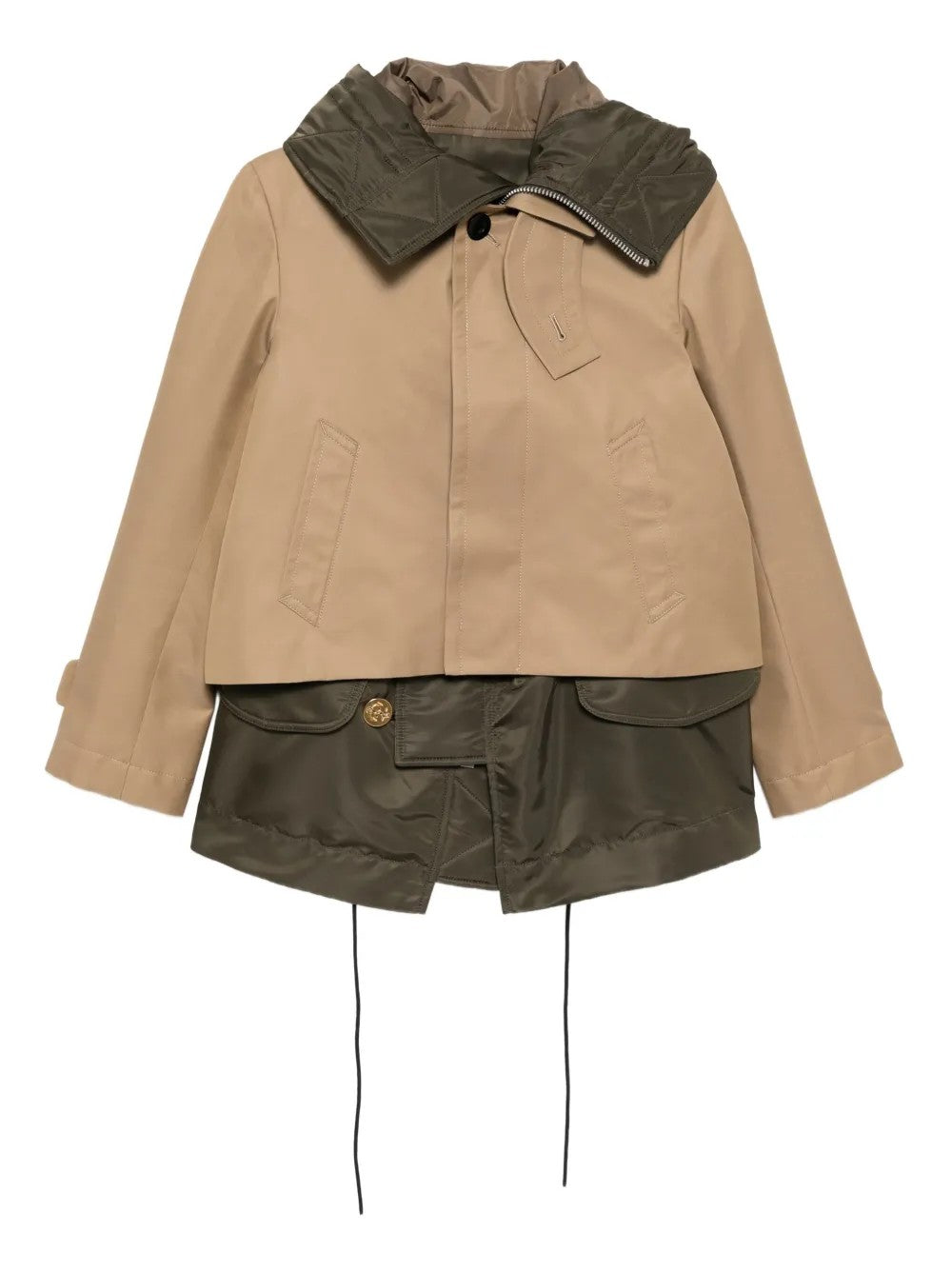 Sacai Double-layered Jacket In Brown
