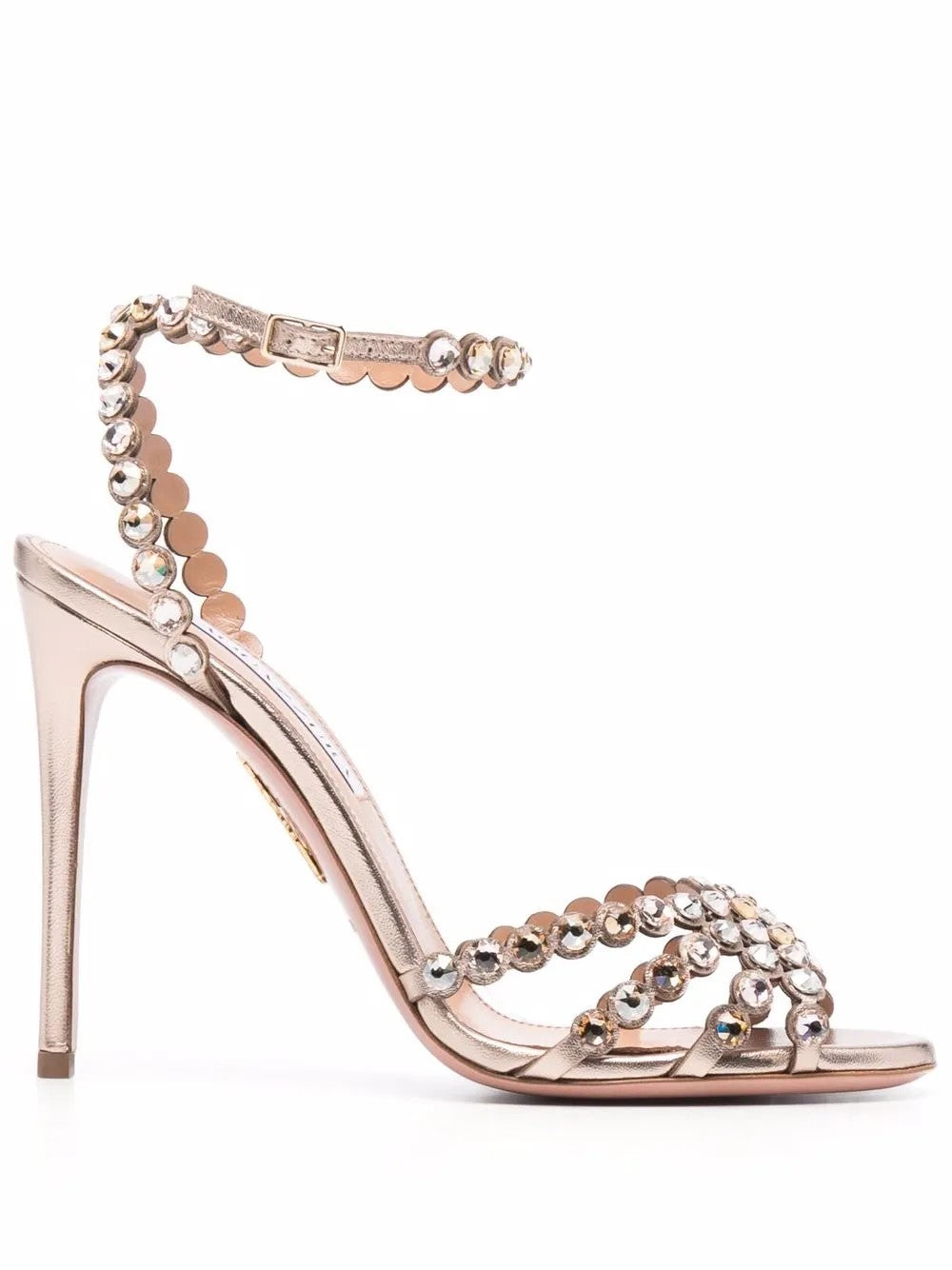 Aquazzura Logo High-heeled Sandals In Neutral