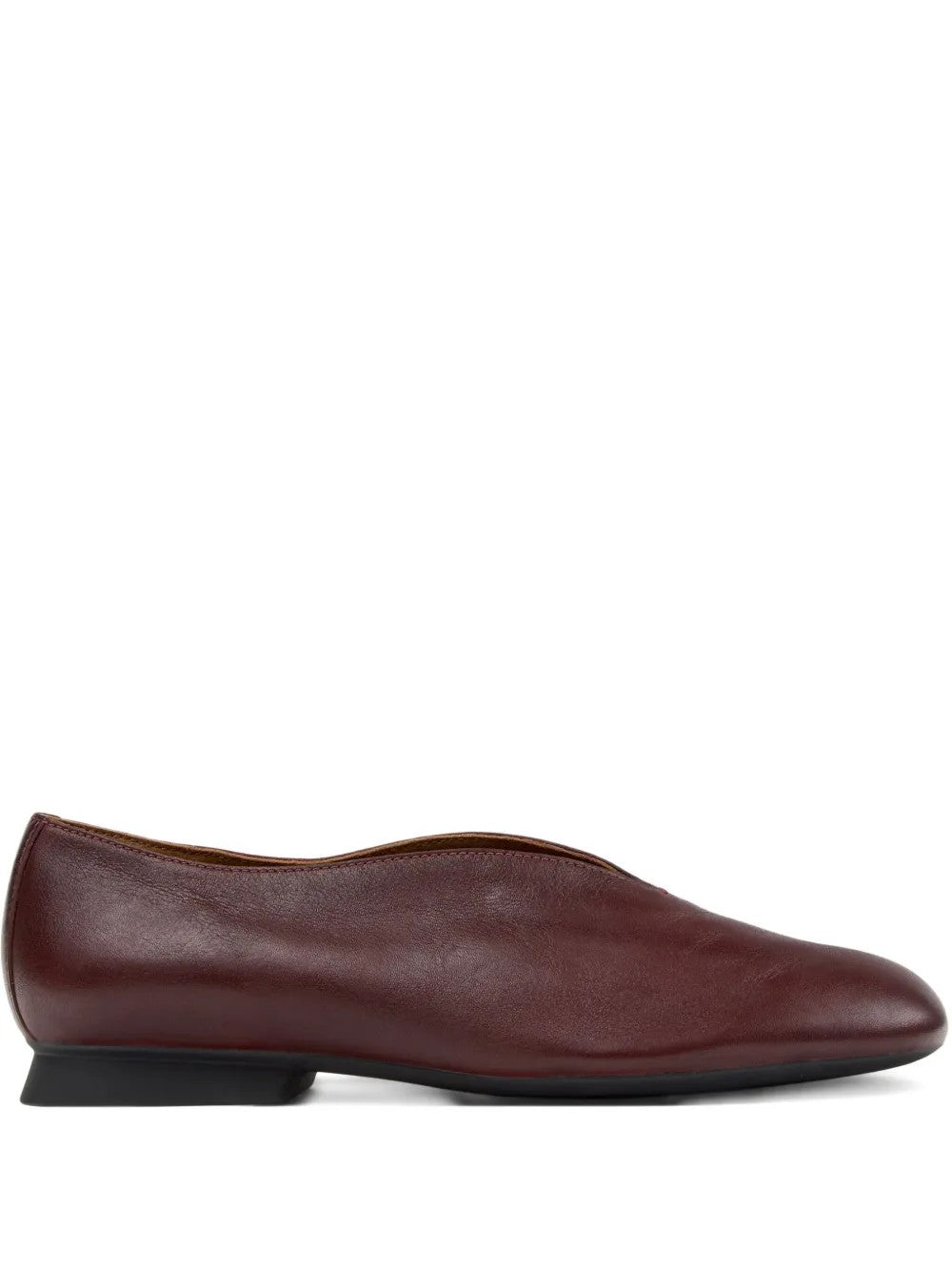 Camper Casi Myra Leather Flat Pumps In Burgundy