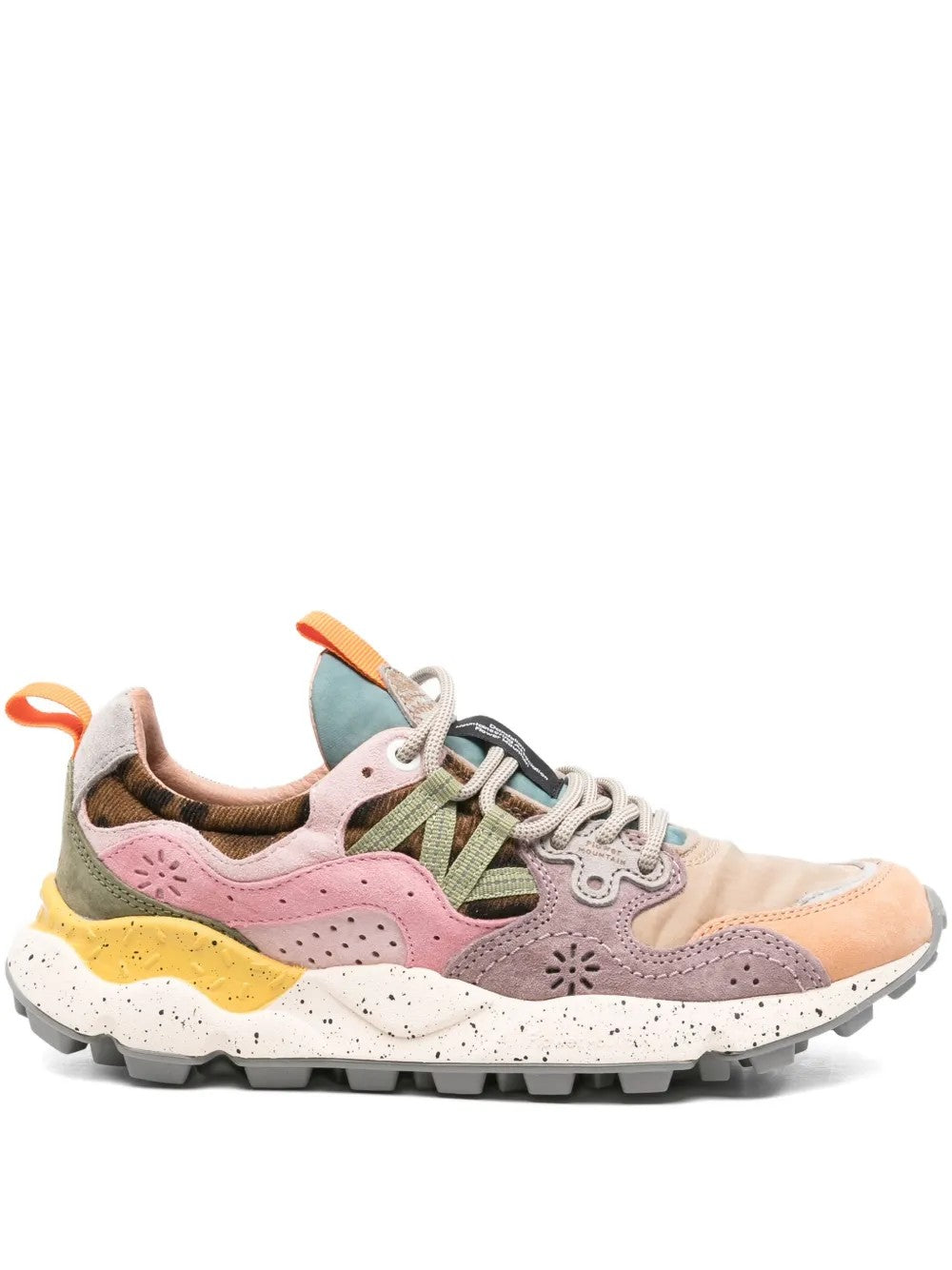 Flower Mountain Yamano 3 Pink And Yellow Suede And Nylon Sneakers In Black