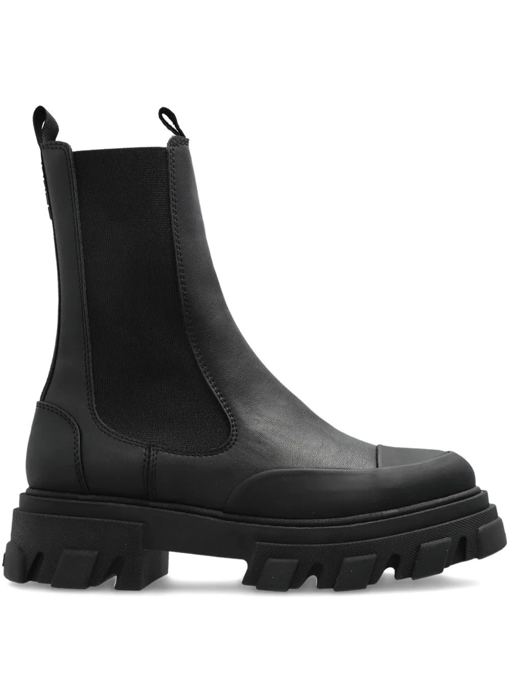 Ganni Chelsea Mid Leather Boots In Black