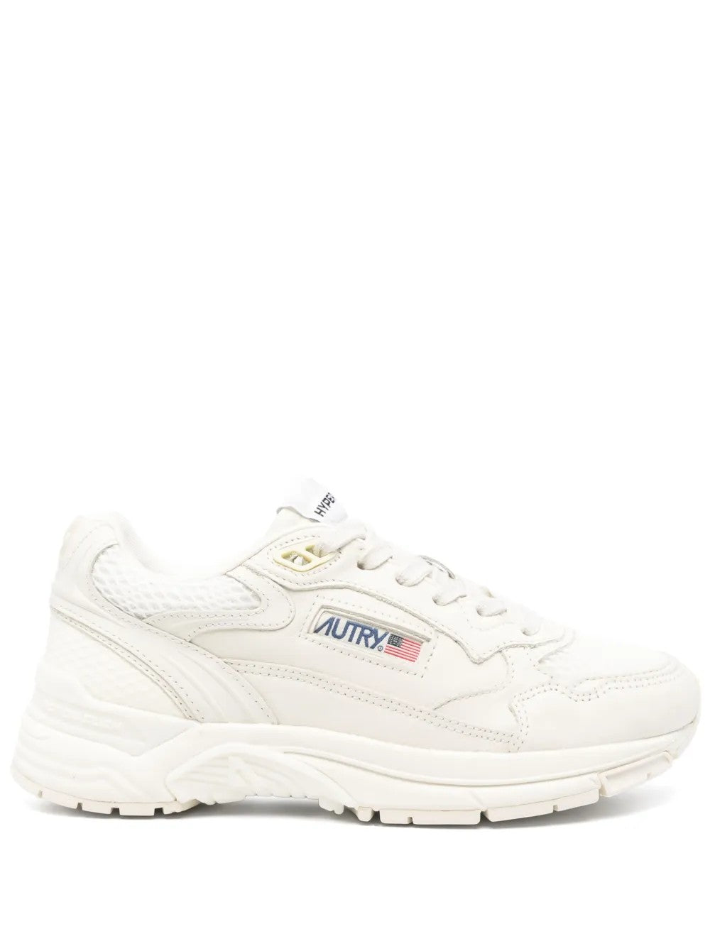 Autry Hyperway Sneakers In Whisper White Laminated Leather And Mesh In White