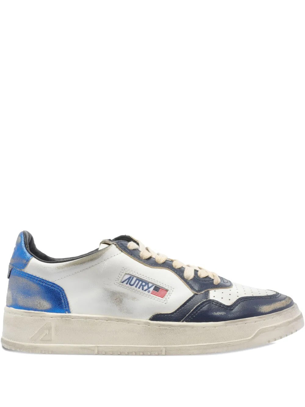 Autry Colorblock Low-top Sneakers With Lace-up Front And Signature Details In White