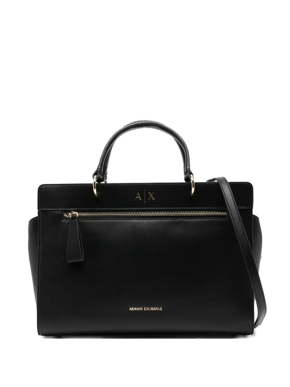 Armani Exchange Zip-fastening Leather Tote Bag In Black
