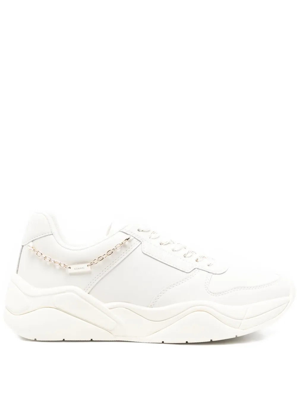 Armani Exchange Logo-charm Leather Sneakers In White