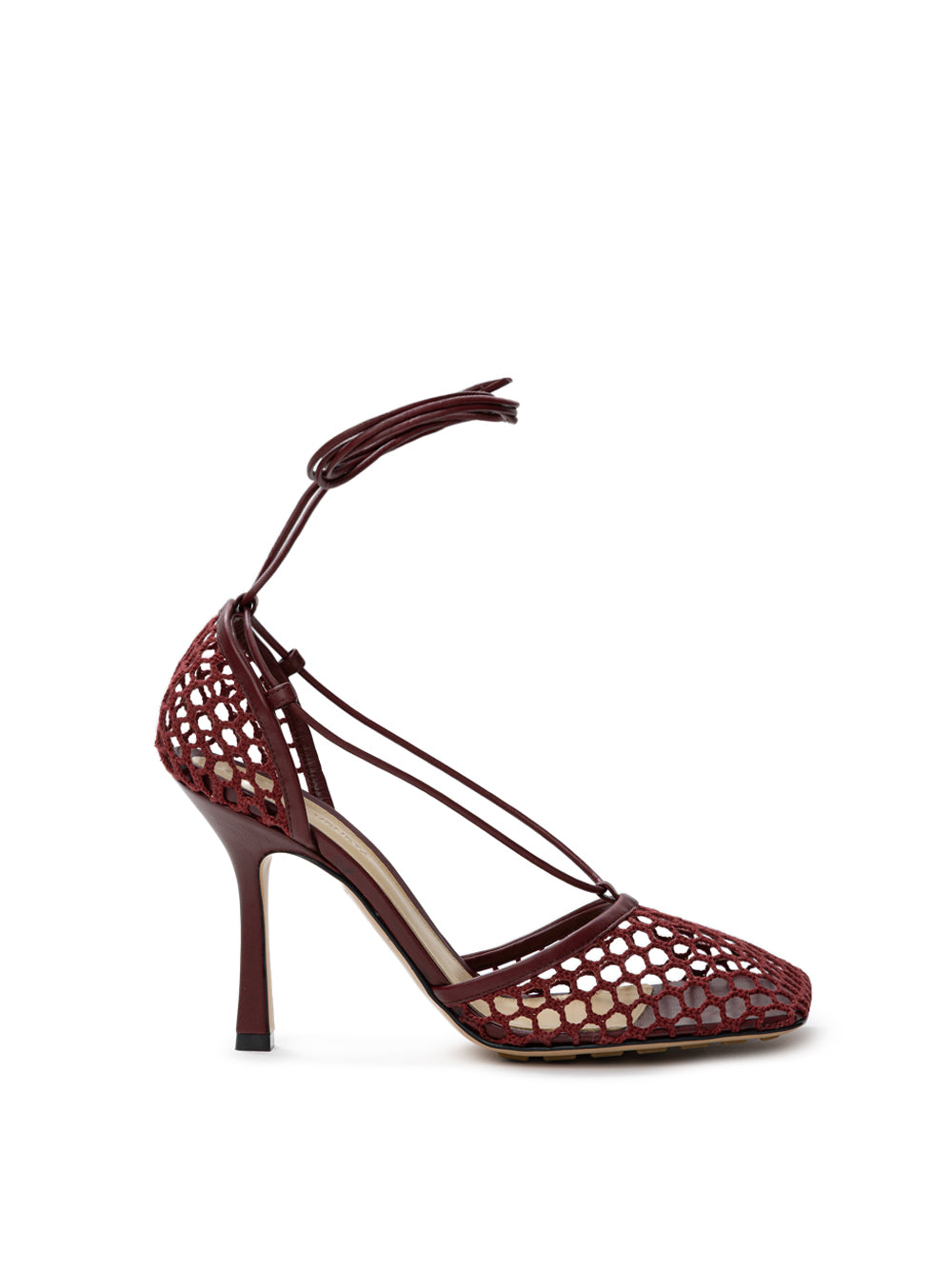 Stretch Net Sandals in Bordeaux Bottega Veneta