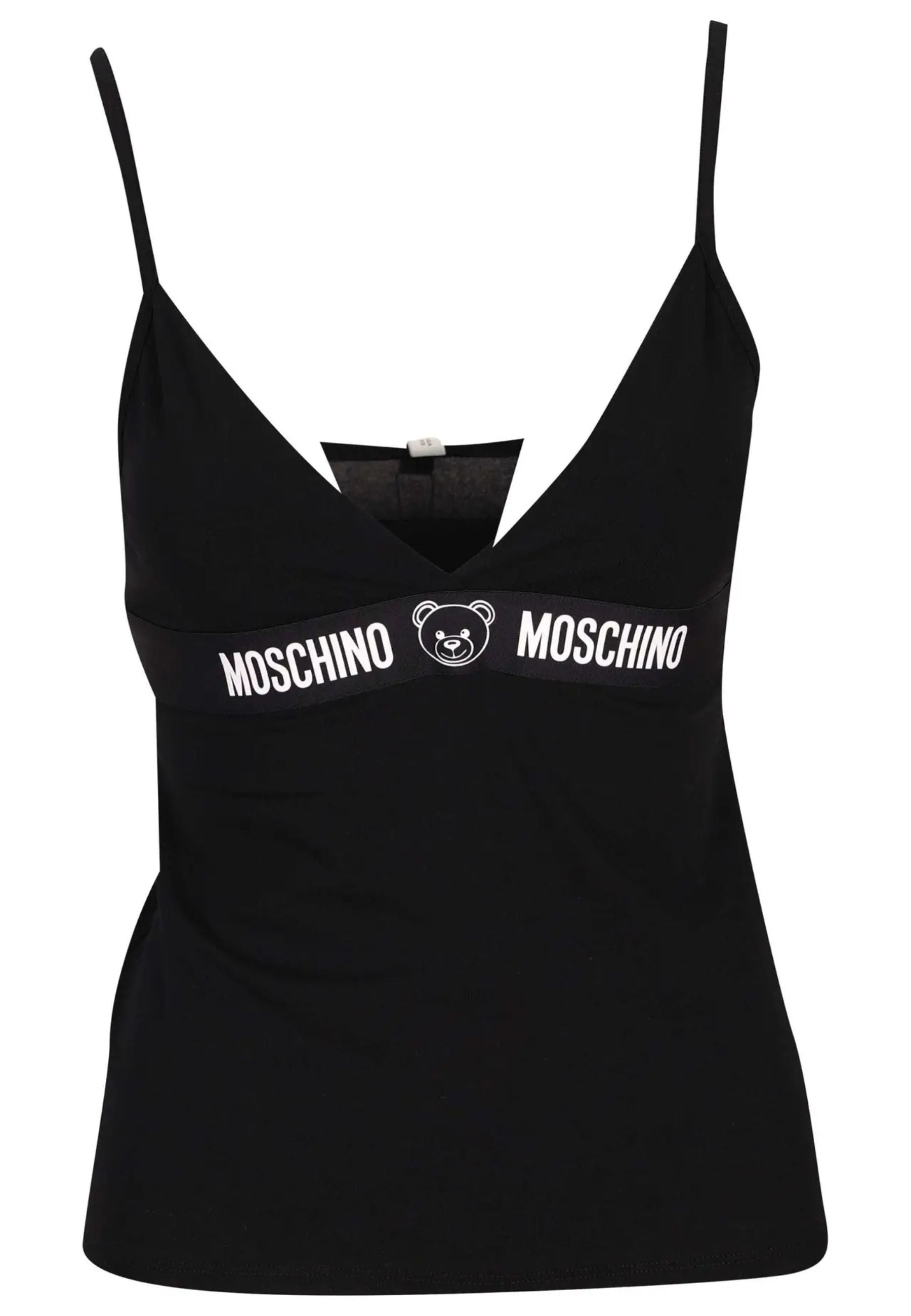 Moschino Logo Print Sleeveless Top In Black