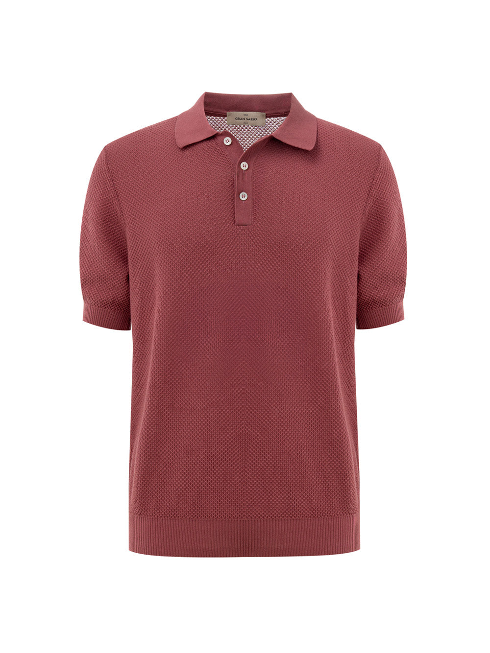 Gran Sasso Classic Knitting Pattern Polo In Red Cherry In Burgundy