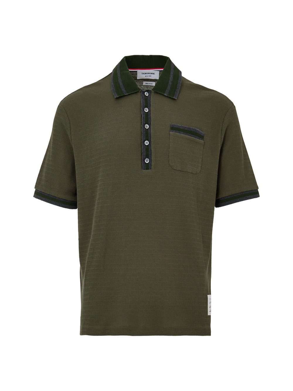 Thom Browne Green Cotton Polo Knitwear Effect  In Green