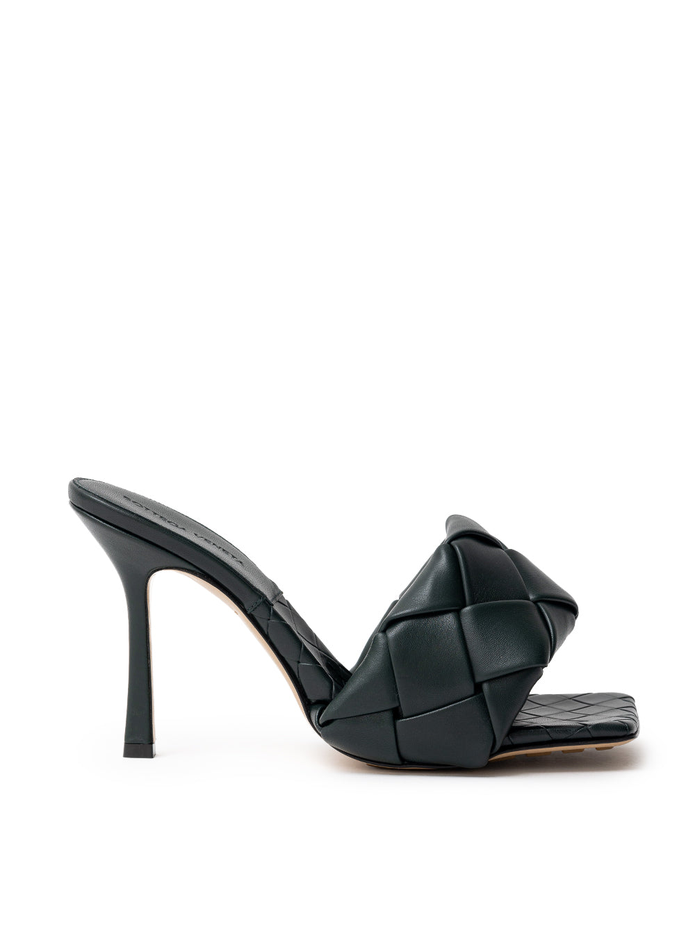 Bottega Veneta Sandal Mule Lido In Dark Green  In Black