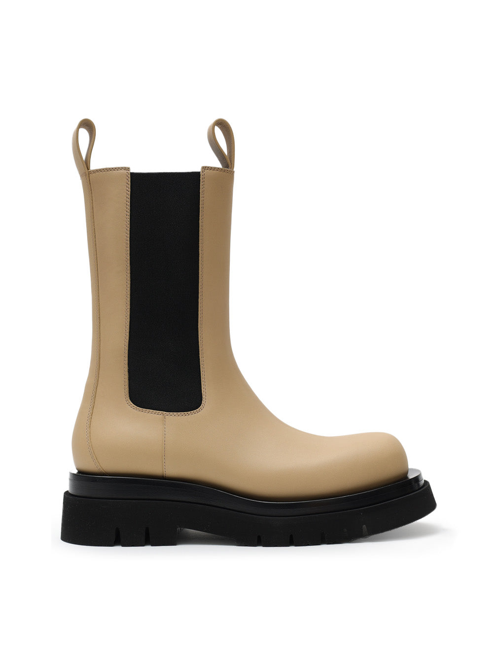 Bottega Veneta Lug Boots In Beige And Black Leather  In Nude