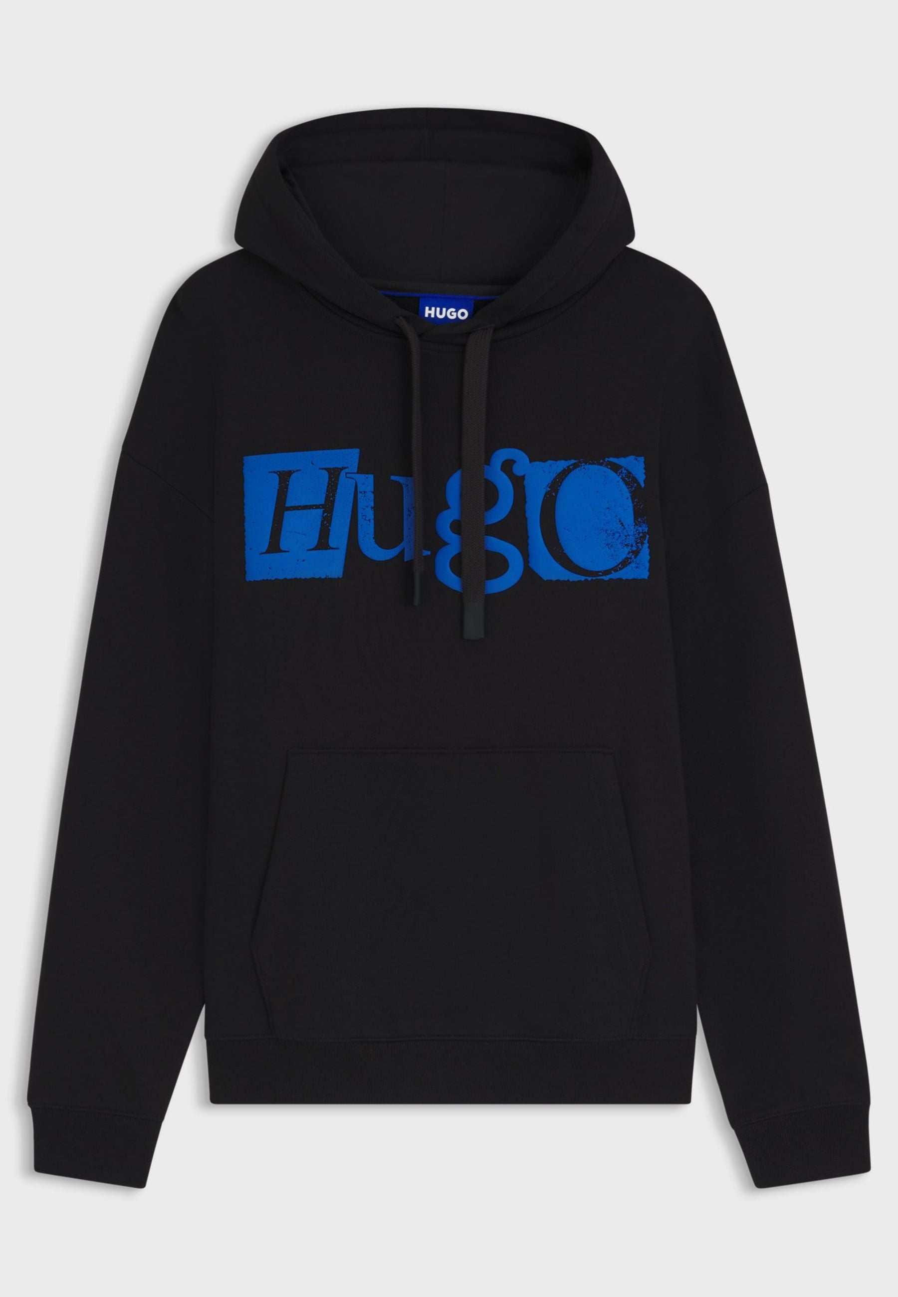 Hugo Boss Cotton-terry Hoodie With Puff-print Logo In Black