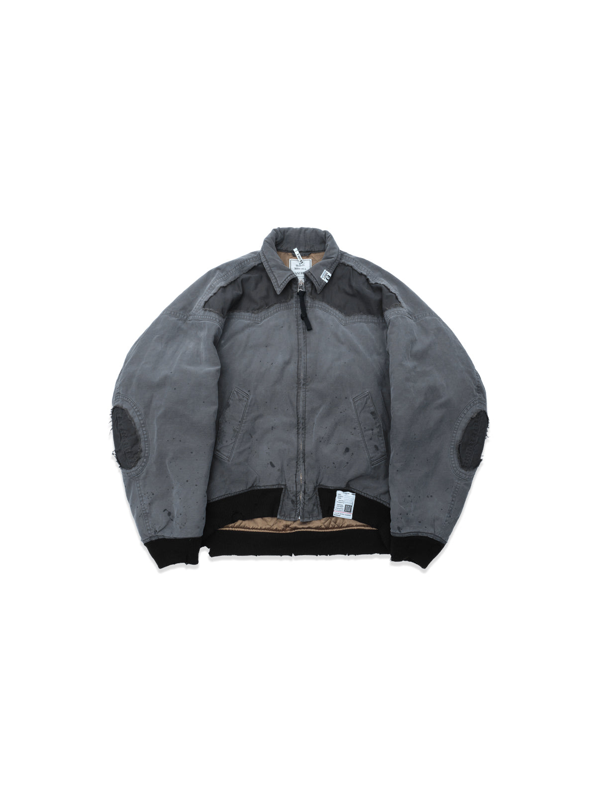 blouson noir satin endommagé
