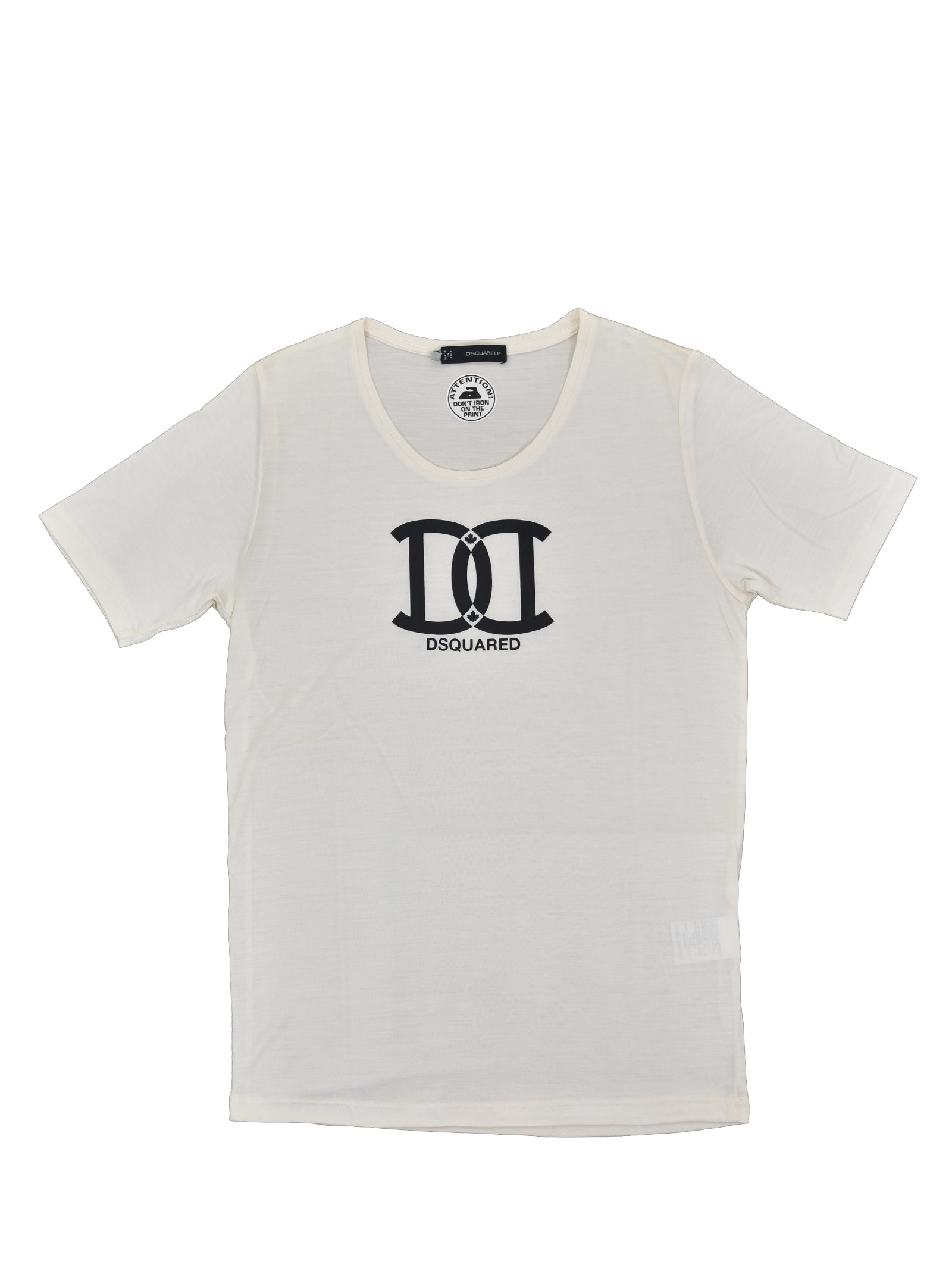 Dsquared2 Women's Cream T-Shirt Silk Rubber Print Mod
