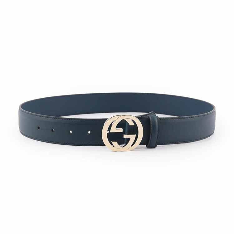 Gucci Blue Belt Women's Leather Moon Mod. 546386 Ap00g 4134 In Bu