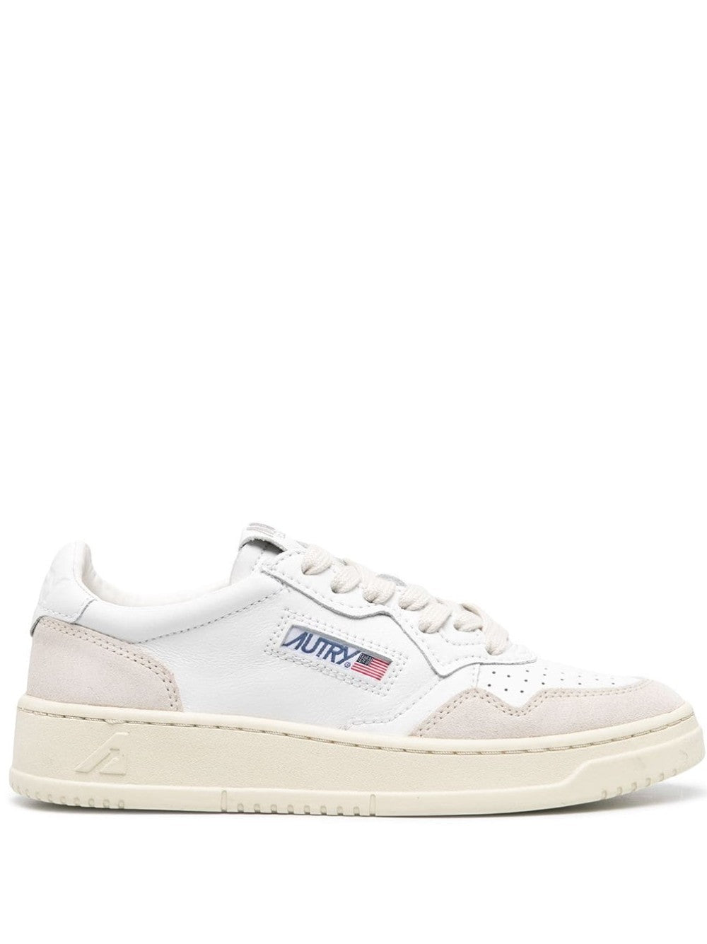 Autry Calf Leather Suede Sneakers In White