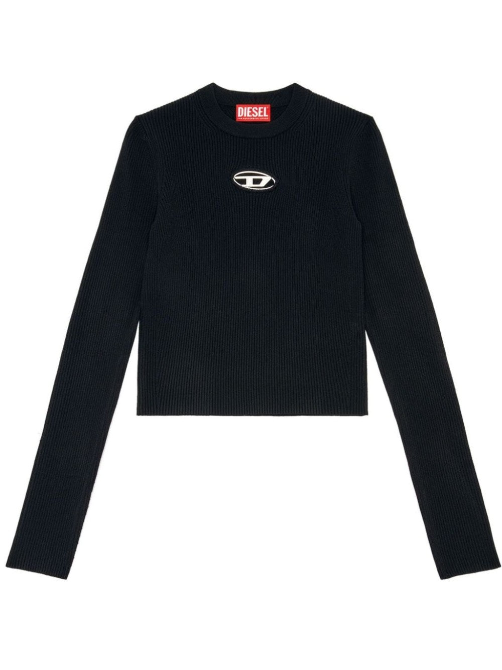 Diesel Women M-valari Top In Black Ribbed Stretch Jersey In Black