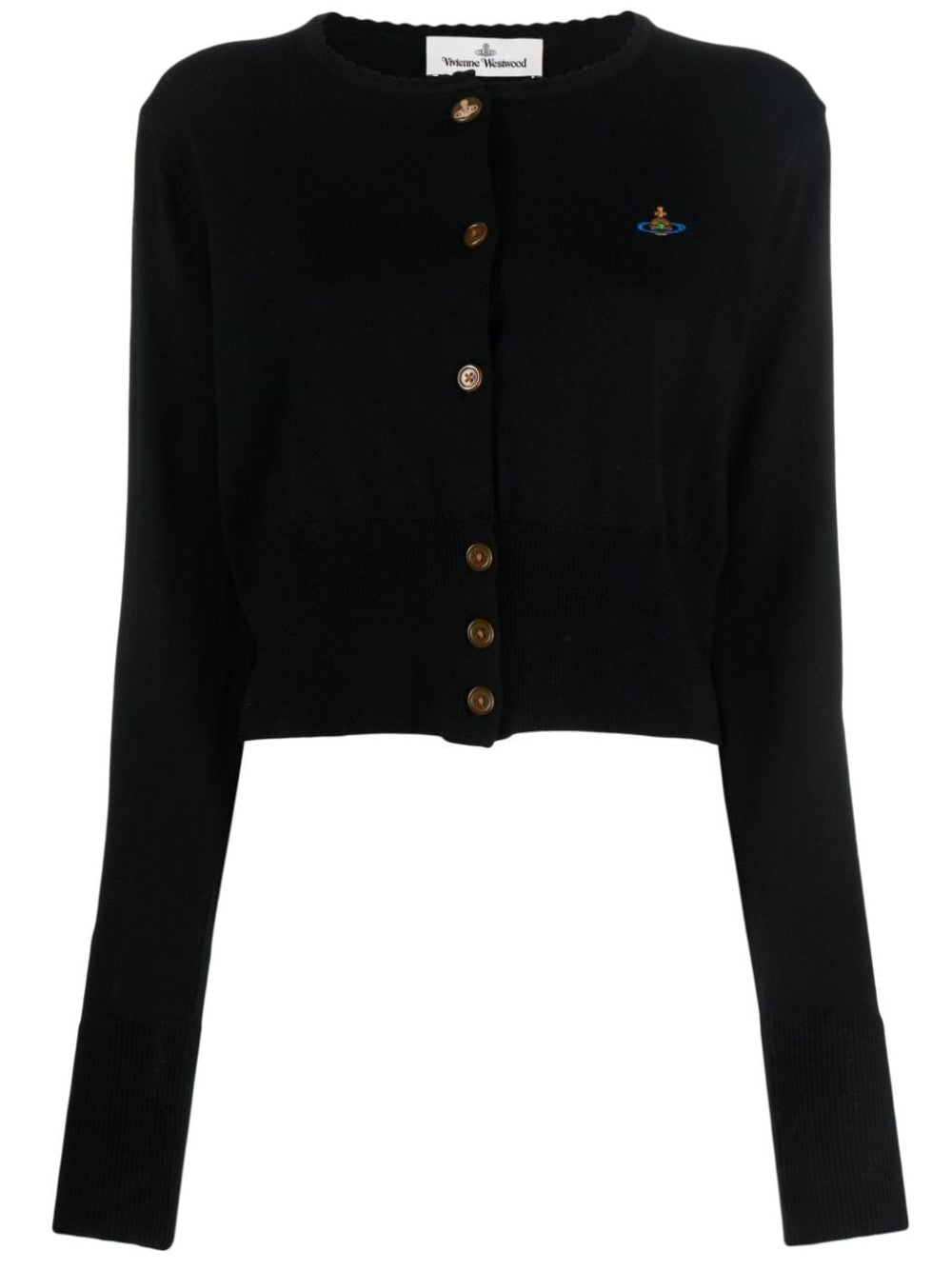 Vivienne Westwood Cropped Wool Cardigan With Button-down Front In Black