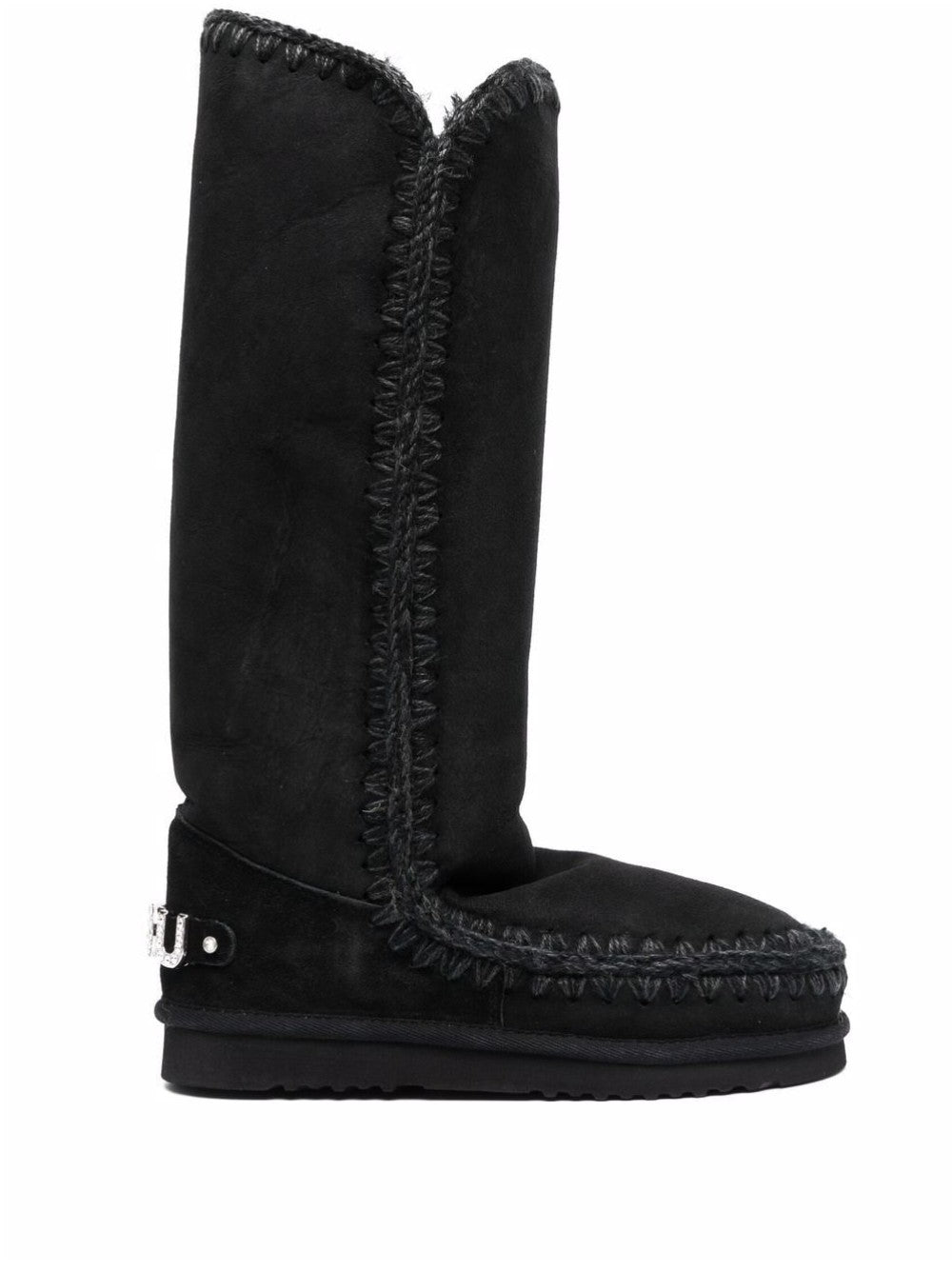 Mou Eskimo 40 Rhinestones Logo Boots In Black