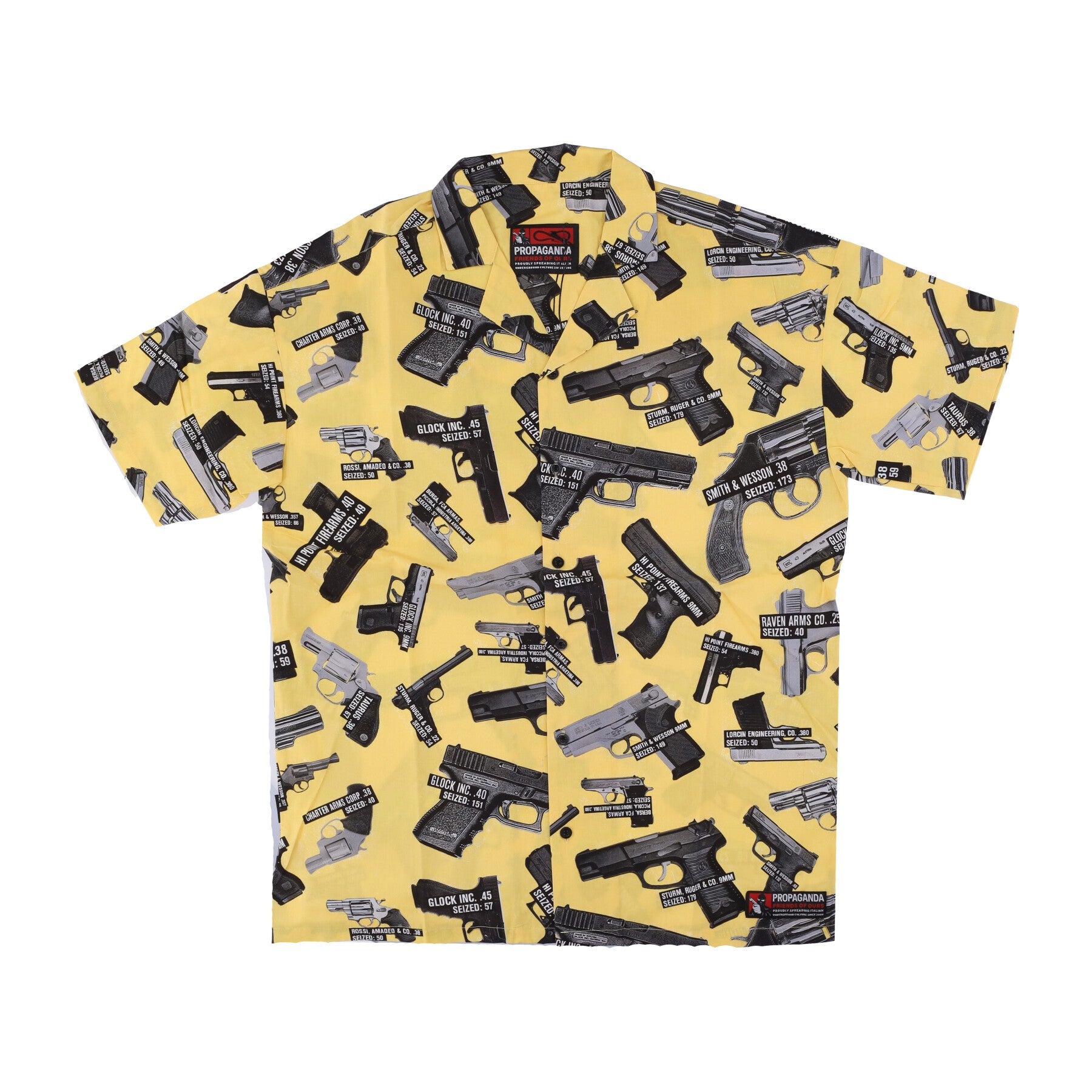 Propaganda Arsenal Beach Shirt Men's Short Sleeve Shirt Black/yellow In Yellow