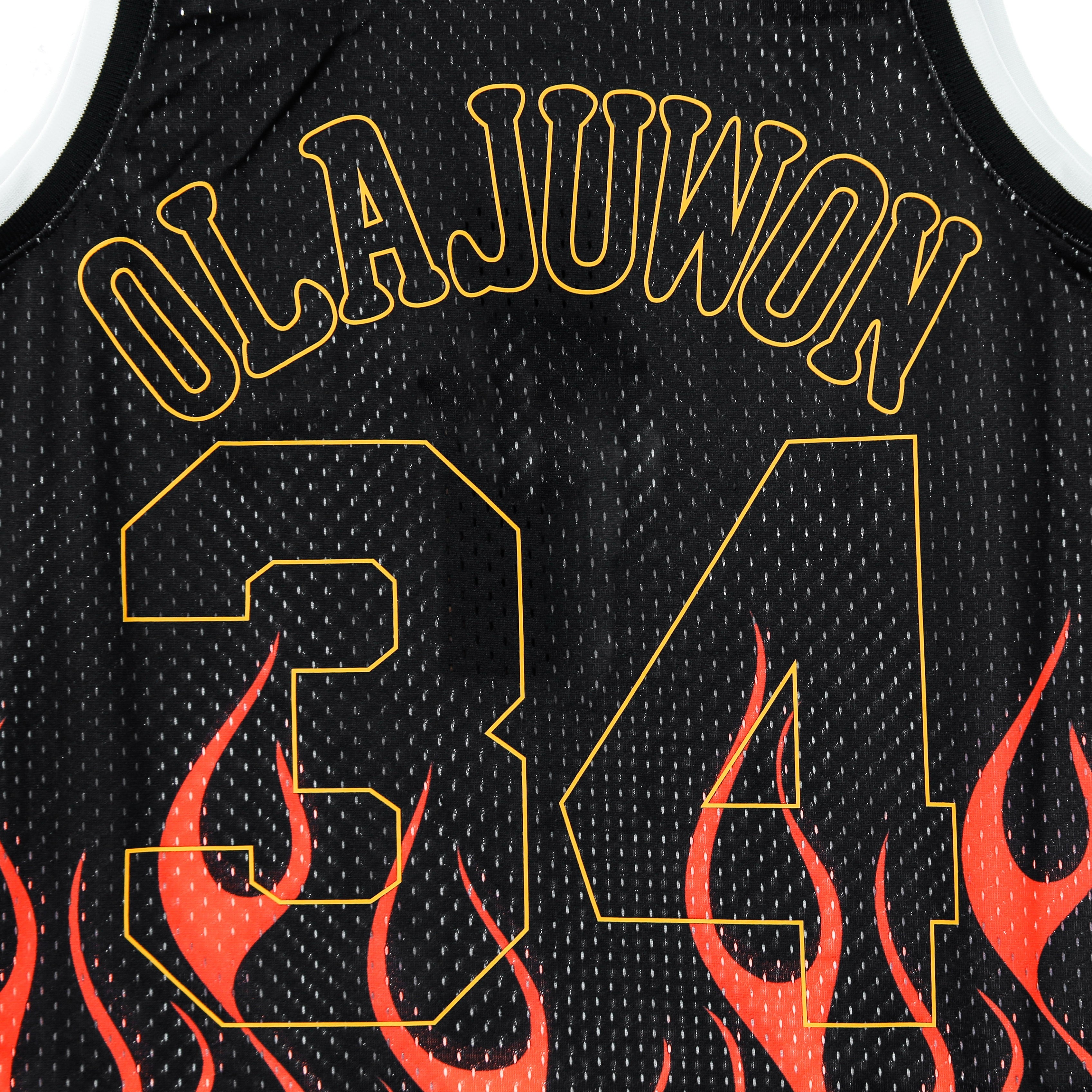 Mitchell & Ness Men's Basketball Tank Top Nba Swingman Jersey Flames Hardwood Classics N.34 Hakeem Olajuwon 1993-94 In Black/black/multi Color