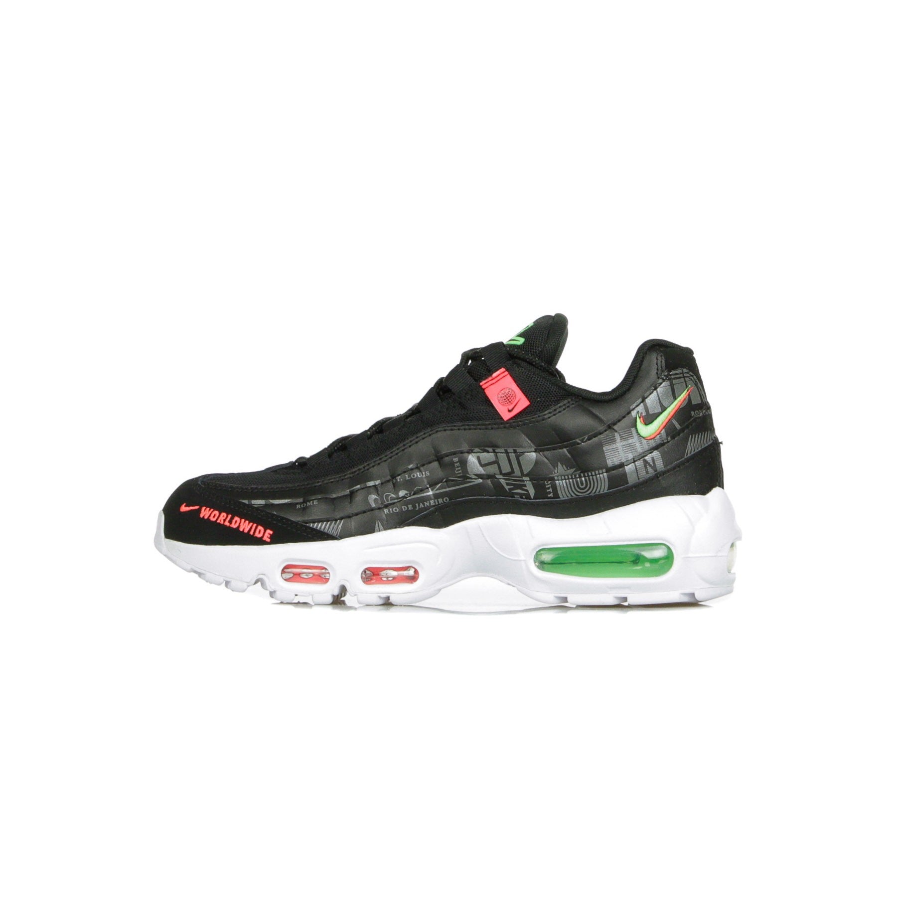 Nike Air Max 95 Men's Low Shoe Black/white/green Strike/flash Crimson In Black/white/green Strike/flash Crimson