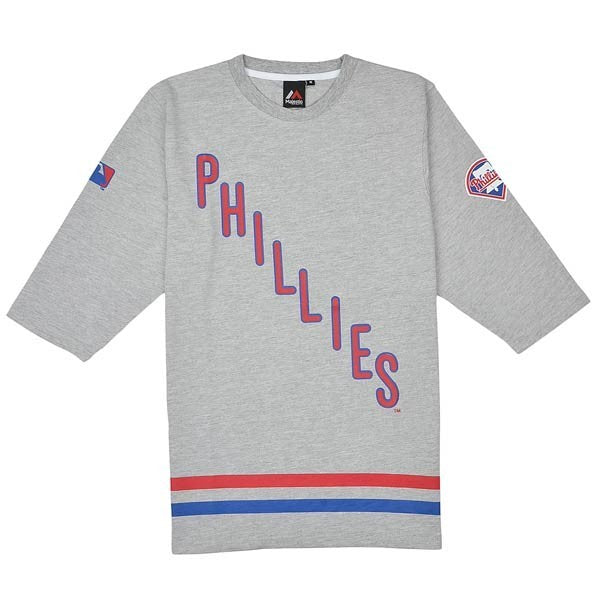 3 4 Sleeve T-Shirt Man Majestic 3 4 Sleeves T-shirt Mlb "philadelphia Phillies" Sincots