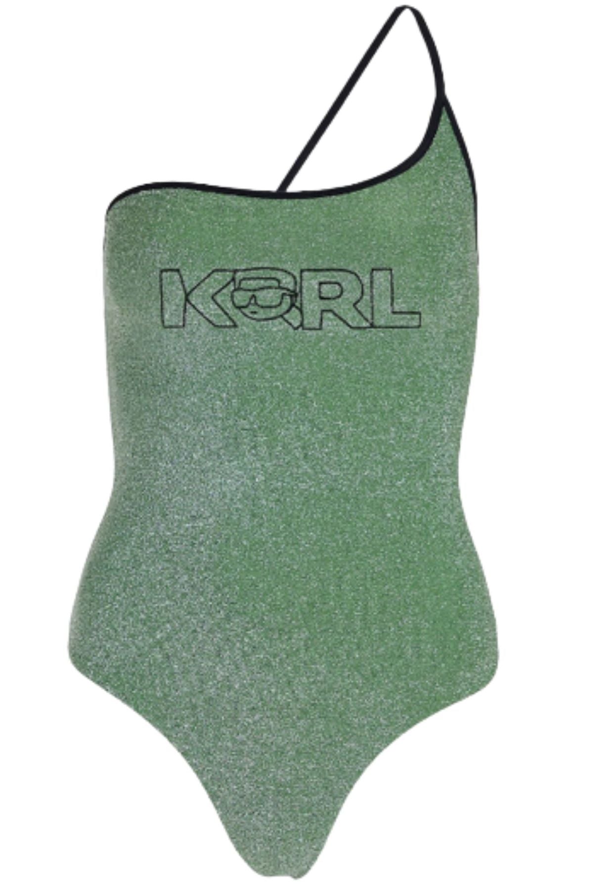 Karl Lagerfeld Swimsuit Ikonik 2.0 Lurex Swimsuit In Verde