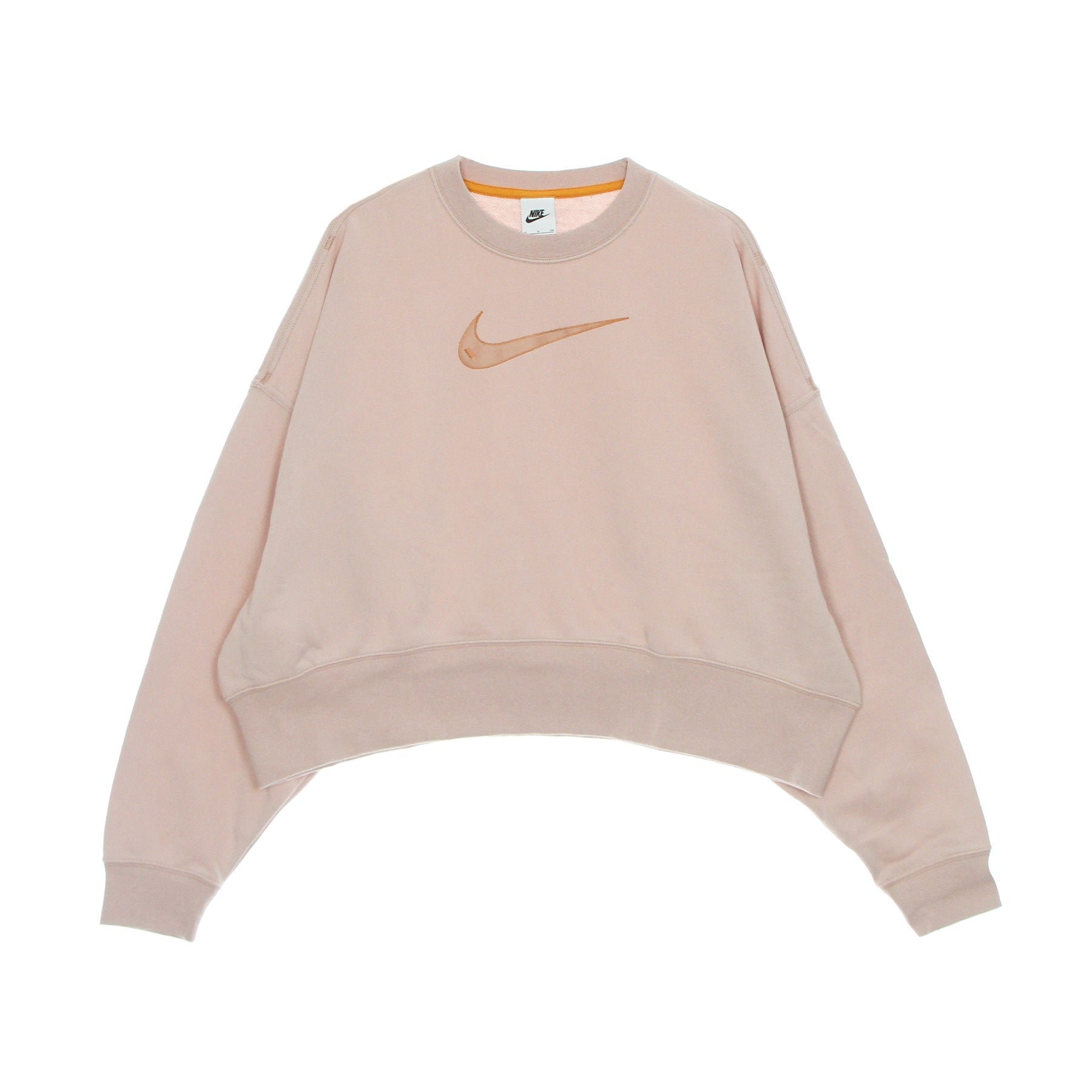 Lightweight Cropped Crewneck Sweatshirt Women Sportswear Swoosh Fleece Crew Md Cropped Oxford light Curry rose Whisper