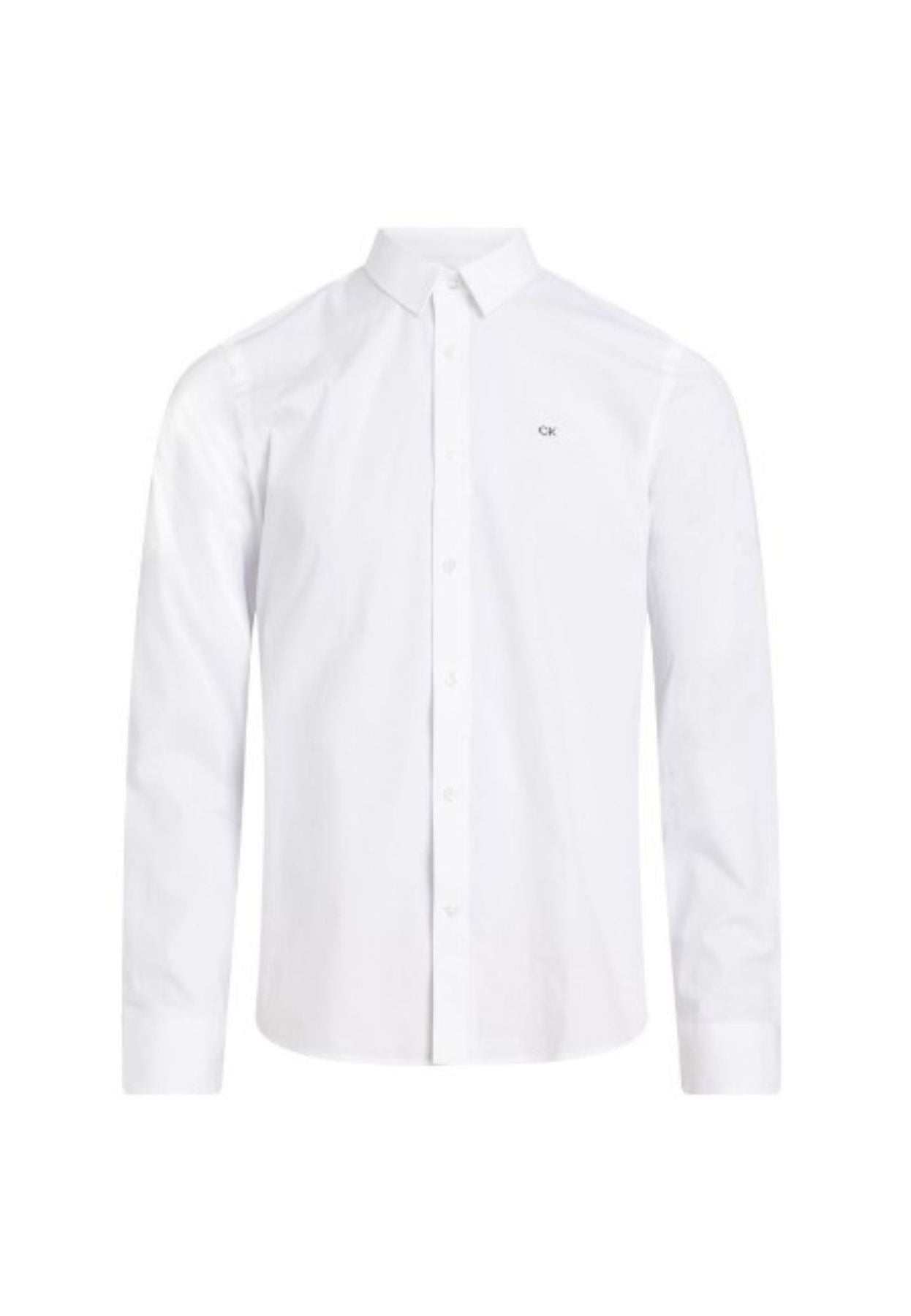 Calvin Klein Monogram-embroidered Cotton Shirt In Bianco