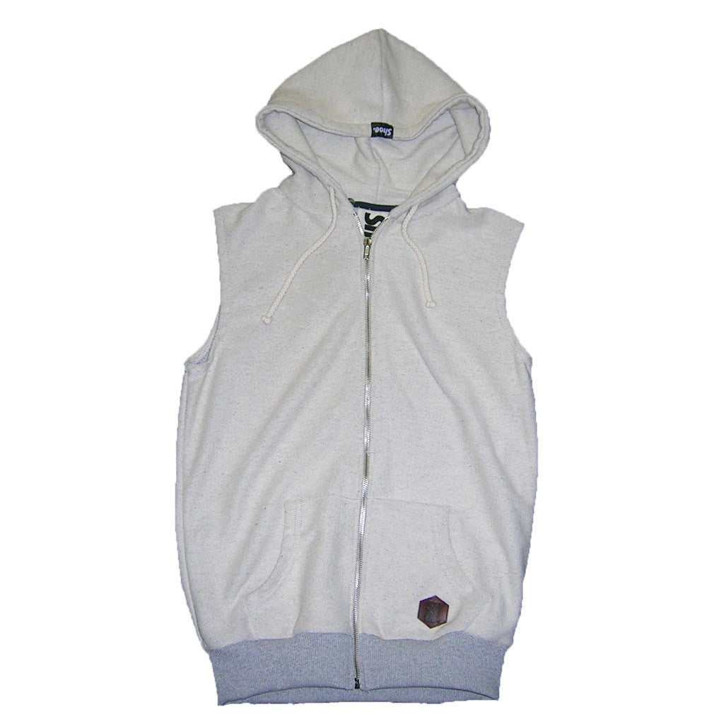 Men's Lightweight Sleeveless Hoodie Shoeshine Sweatshirt Hoodie Sleeveless Reverse Zip "e5zu10" Melange