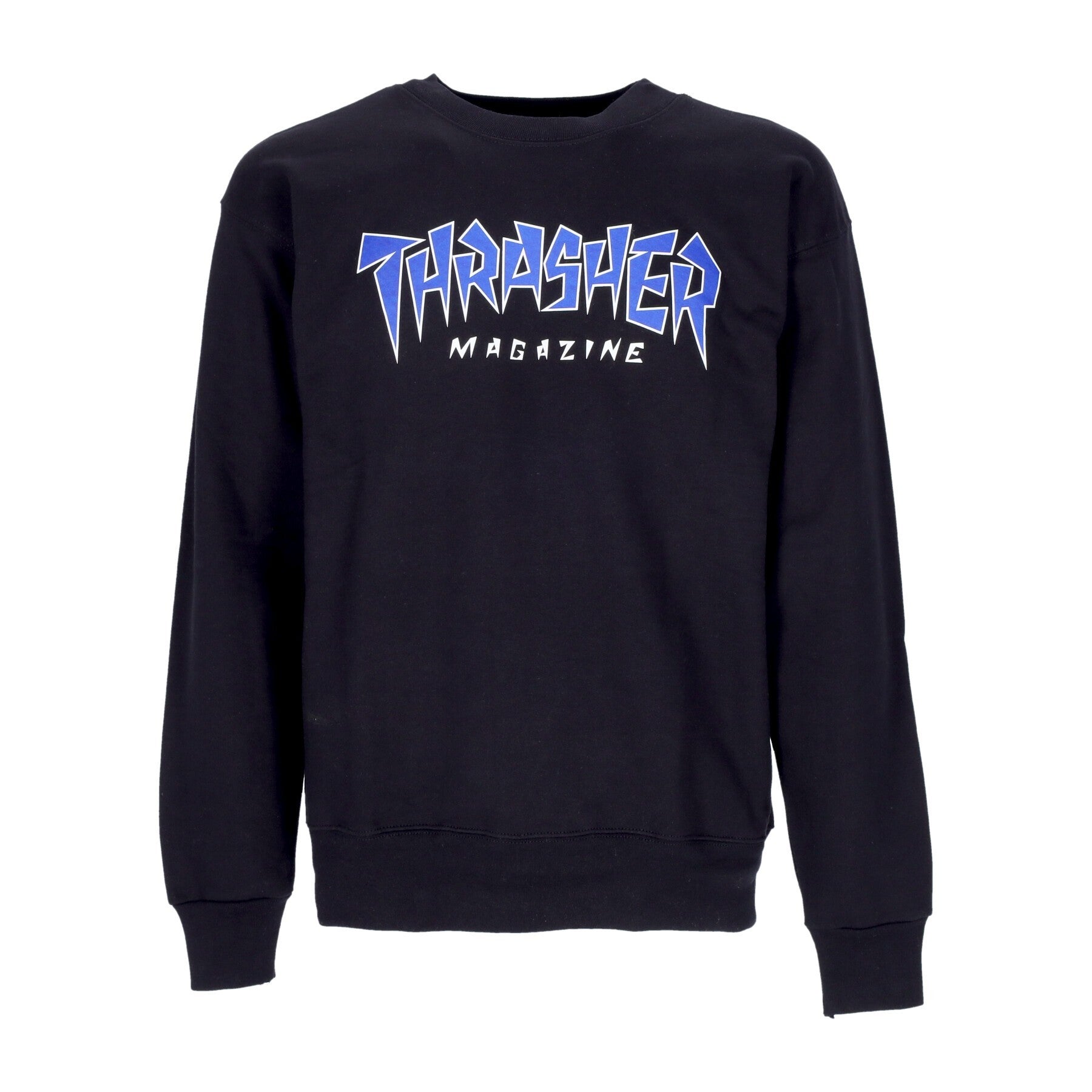 Thrasher Men's Jagged Logo Crewneck Sweatshirt Black/blue In Black