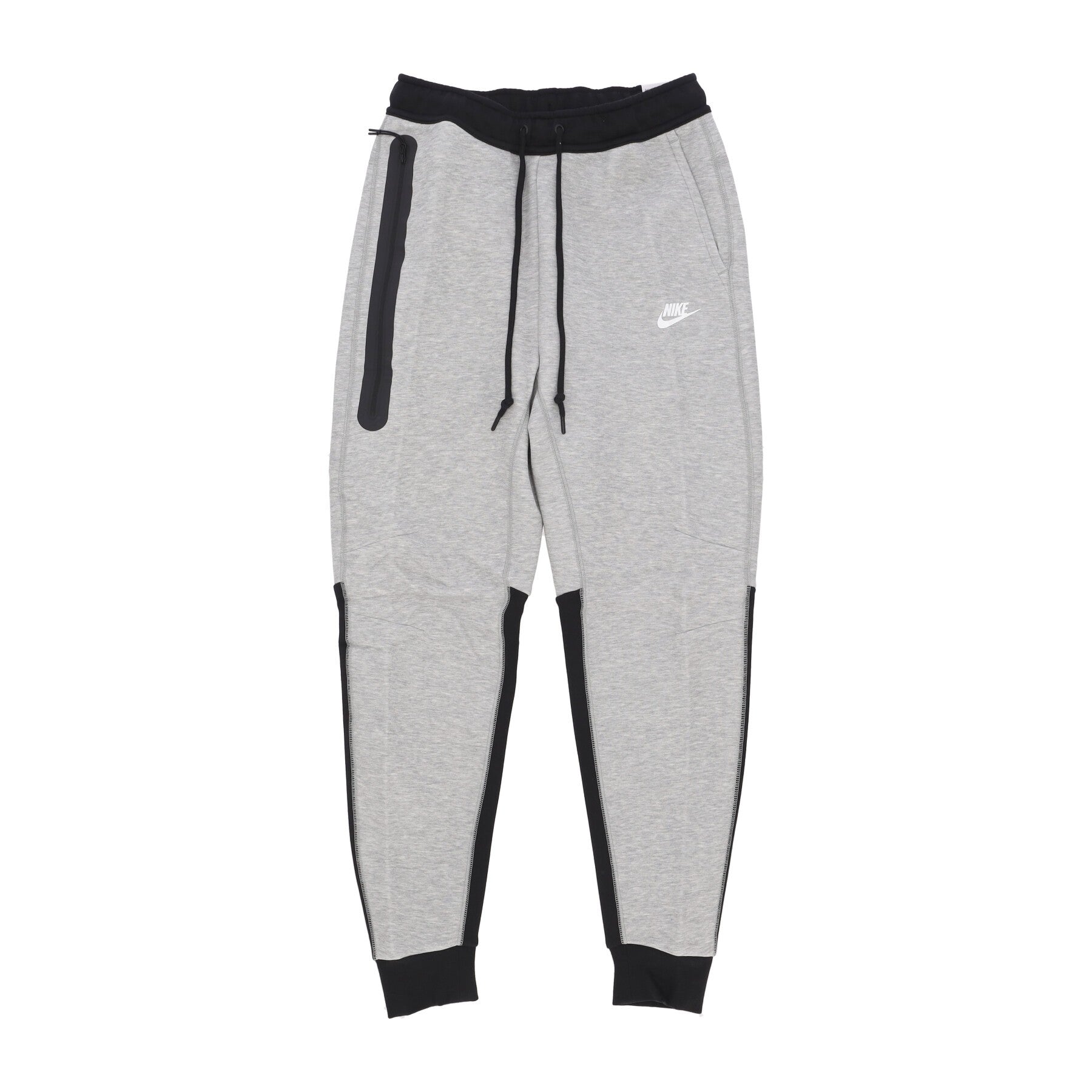 Nike Tech Fleece Panelled Track Pants In Dk Grey Heather/black/white