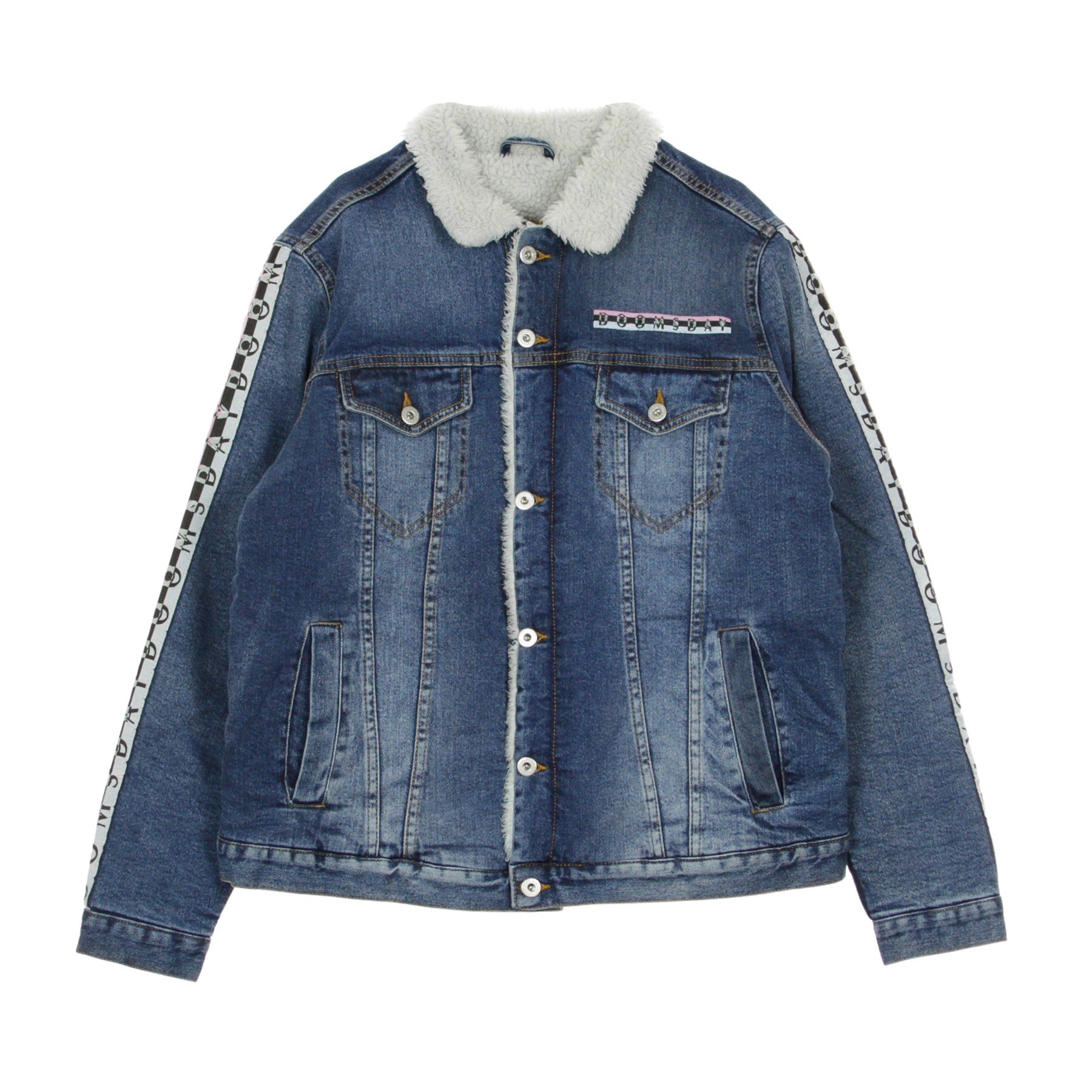 Doomsday Men's Jeans Jacket Necklace Denim Jacket Stone Wash In Stone Wash