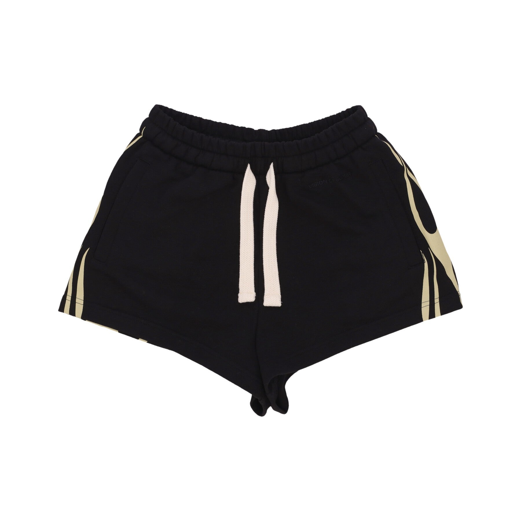 Vision Of Super Women's Short Tracksuit Pants Flames Shorts Black/off White In Black/off White