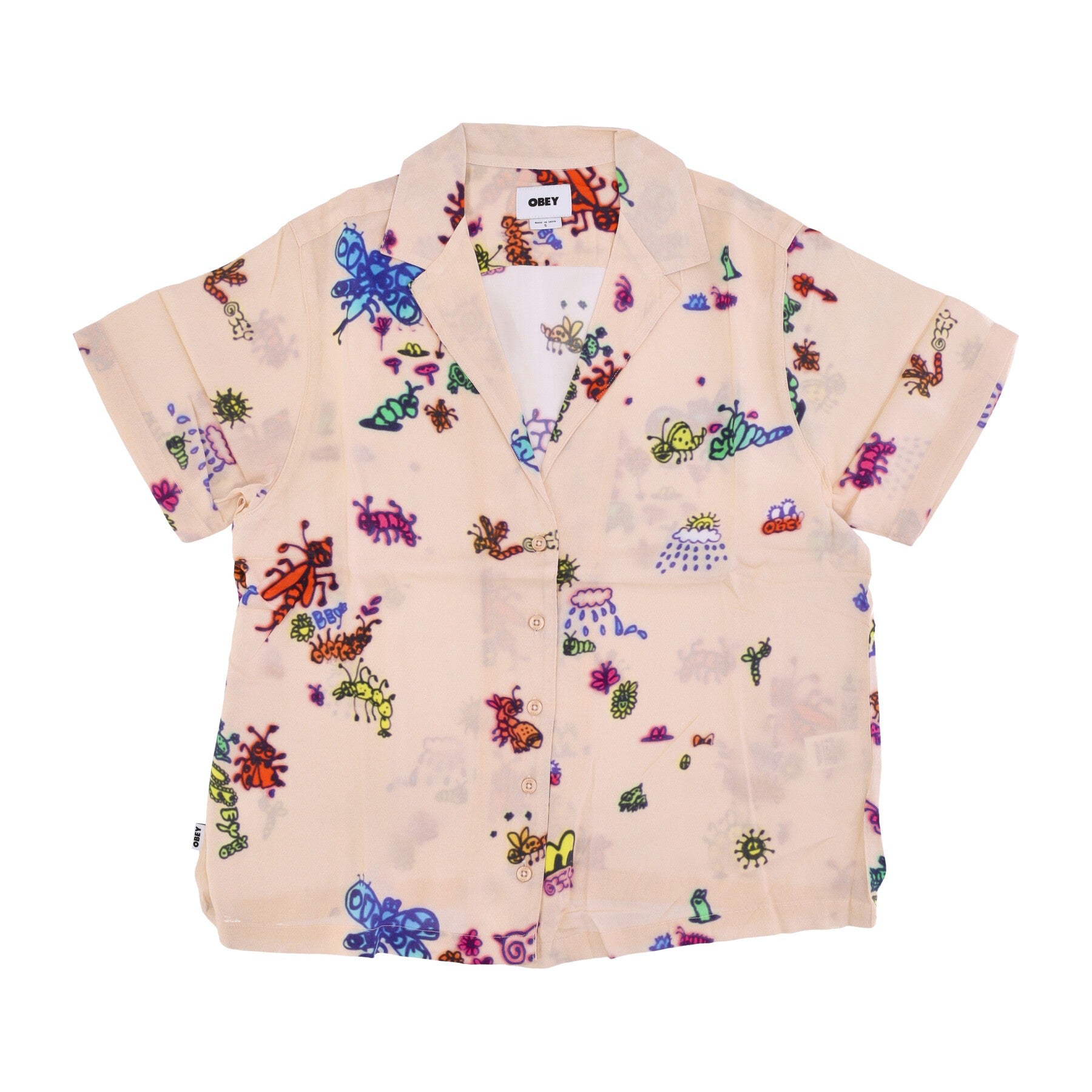 Women's Short Sleeve Shirt Doodle Relaxed Shirt Shortbread
